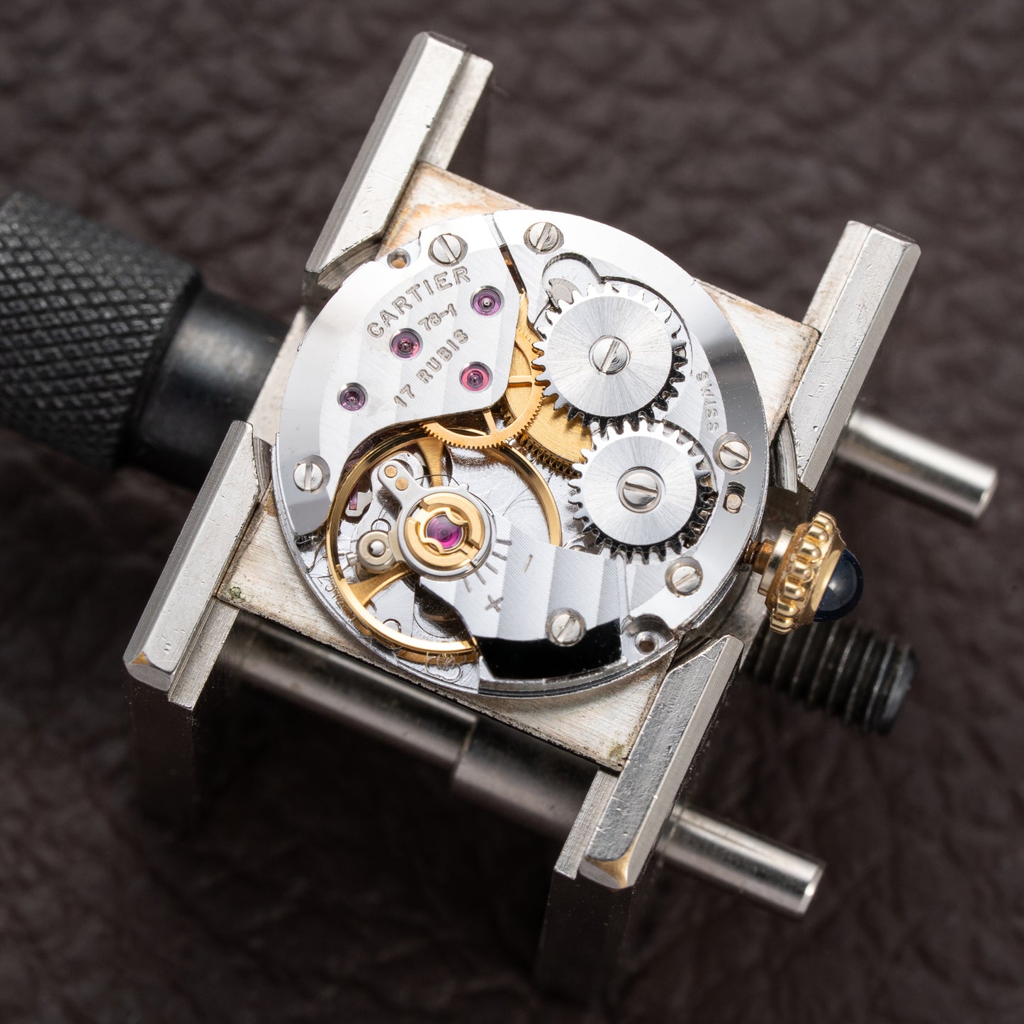 Cartier Tank Must de Black 'Onyx' Dial Vermeil PM Full Set from 1980