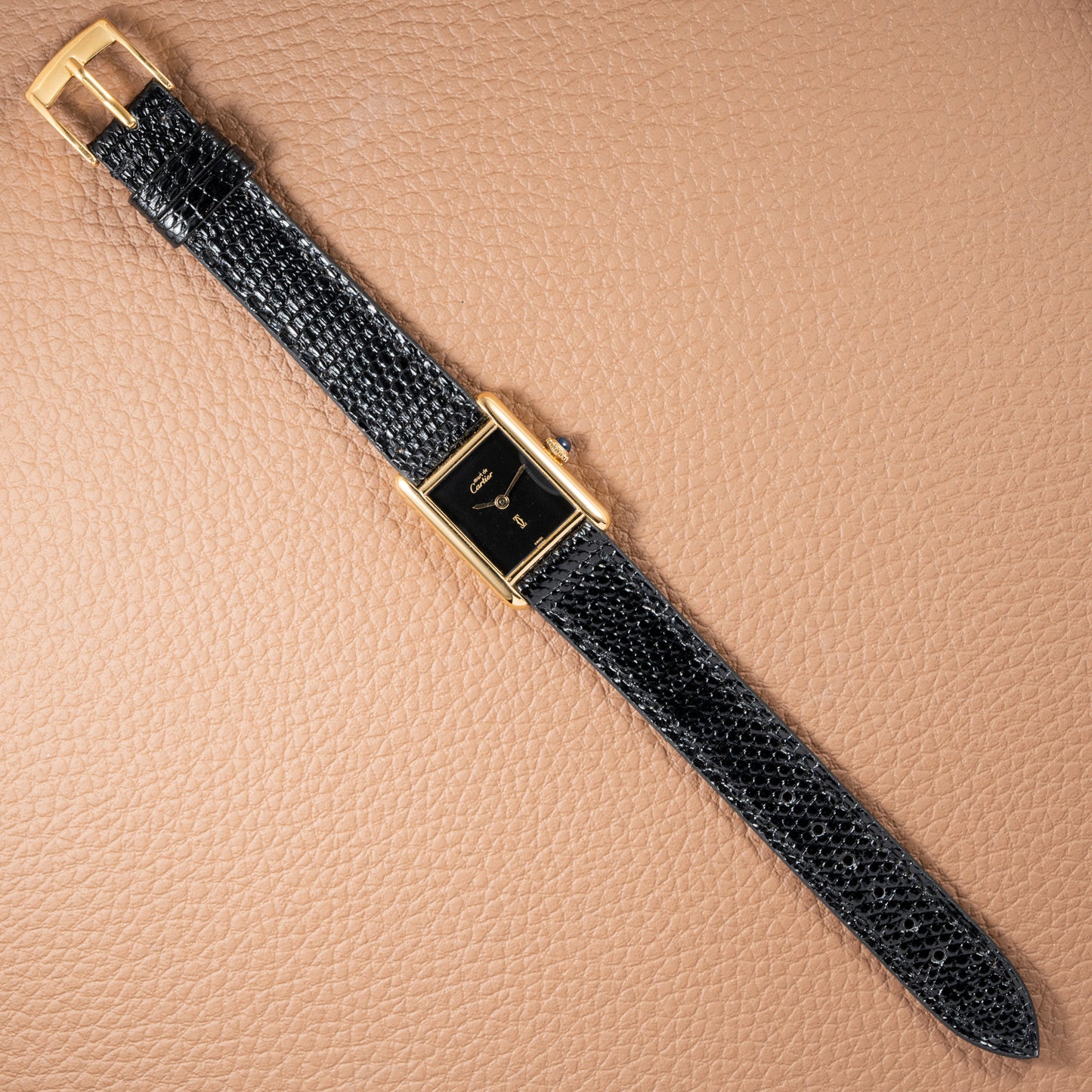 Cartier Tank Must de Vermeil Black 'onyx' Dial PM 1980s