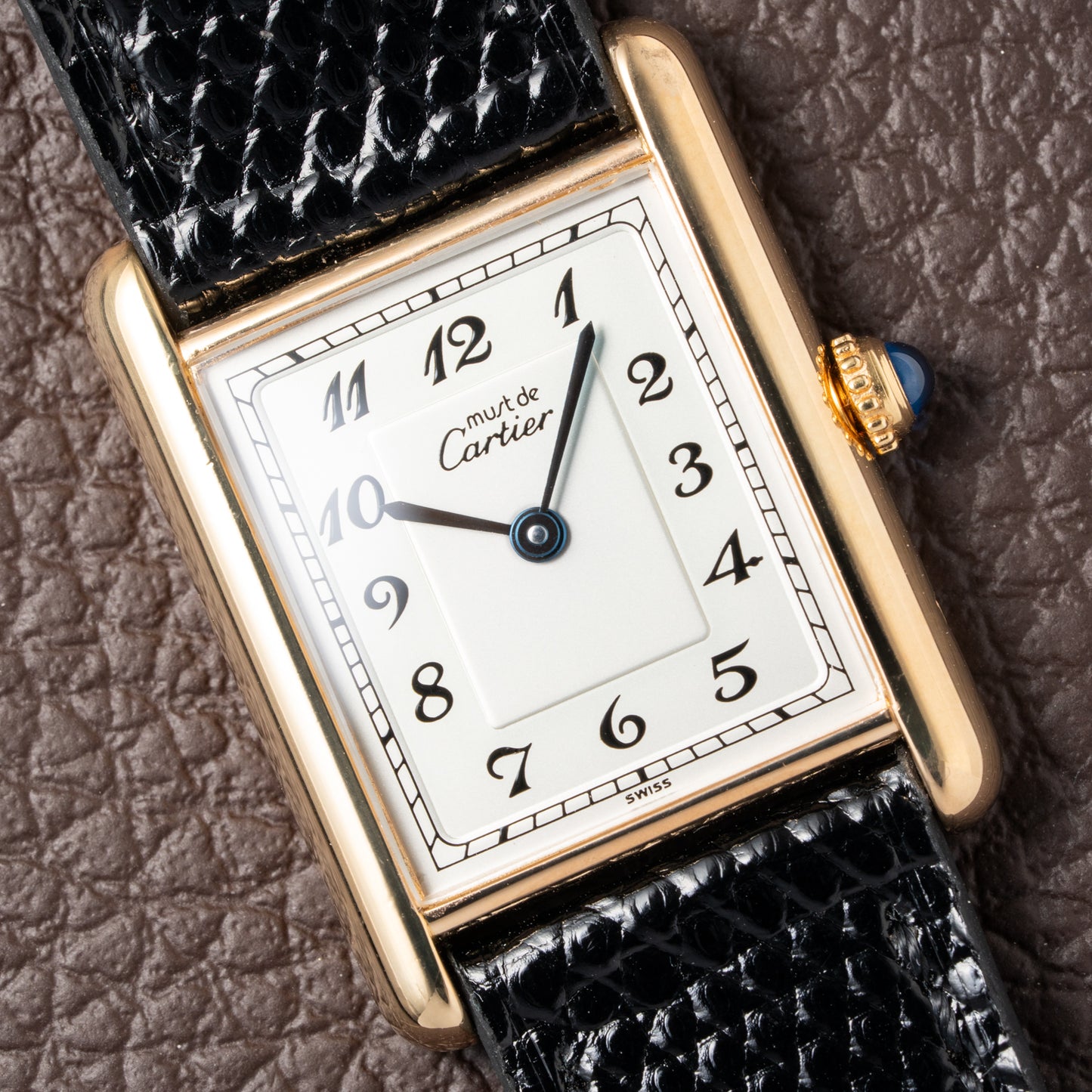 Cartier Tank Must de Rare Breguet Numerals Dial Vermeil Ref 590005 From 1990s