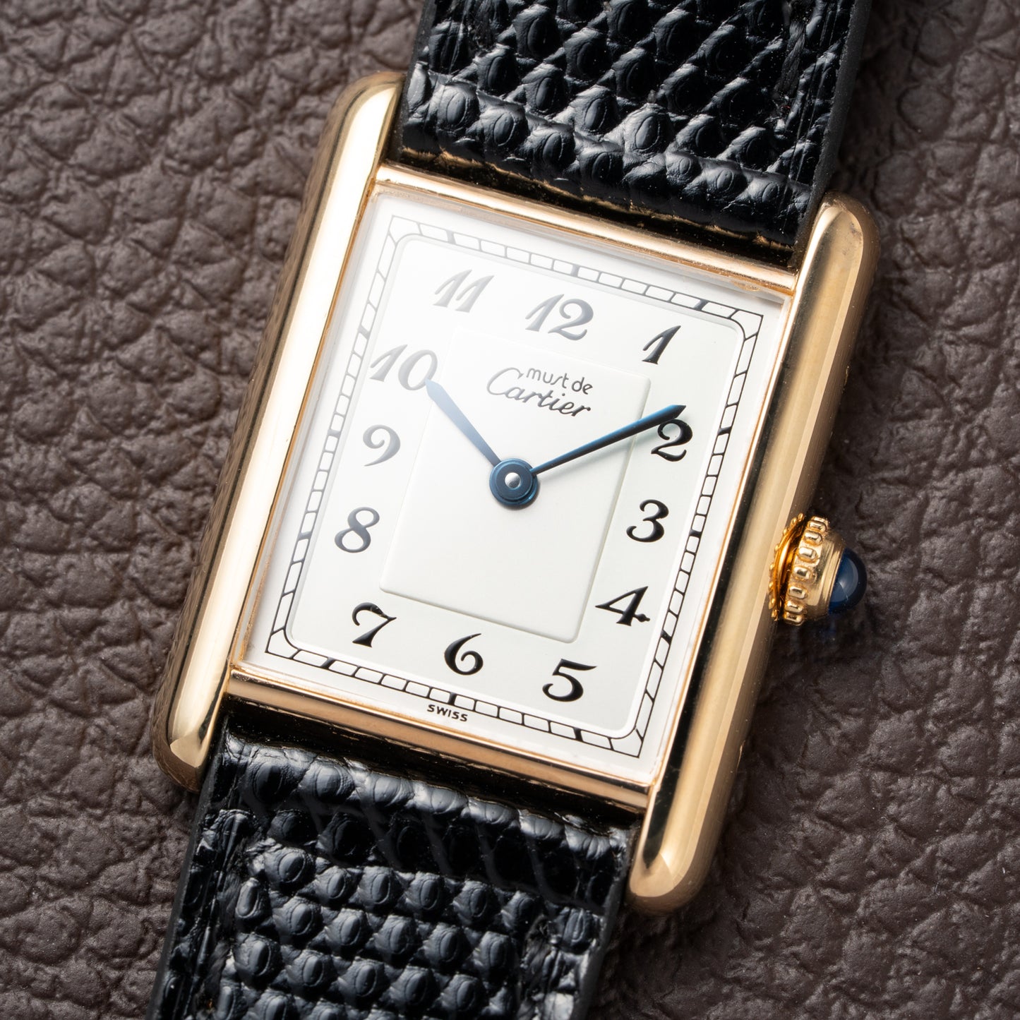 Cartier Tank Must de Rare Breguet Numerals Dial Vermeil Ref 590005 From 1990s