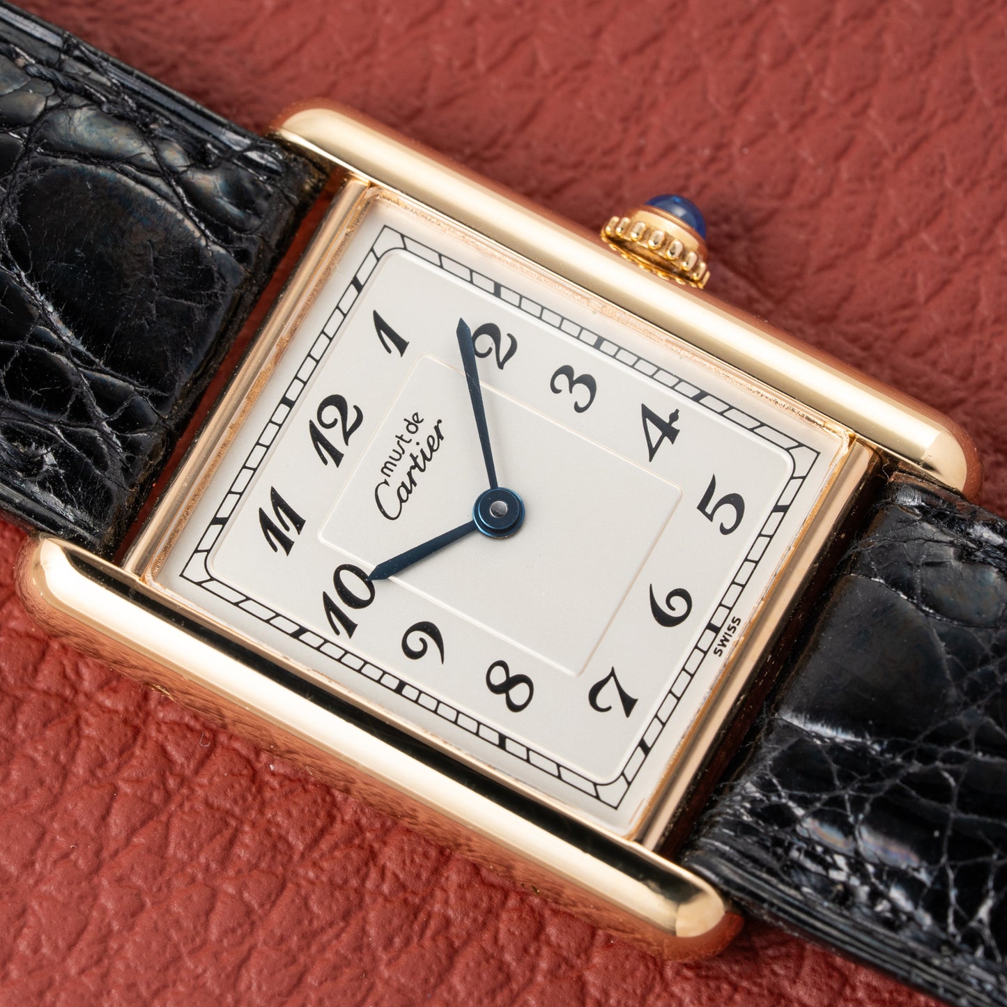 Cartier Tank Must de Rare Breguet Numerals Dial Vermeil Ref 590005 From 1990s