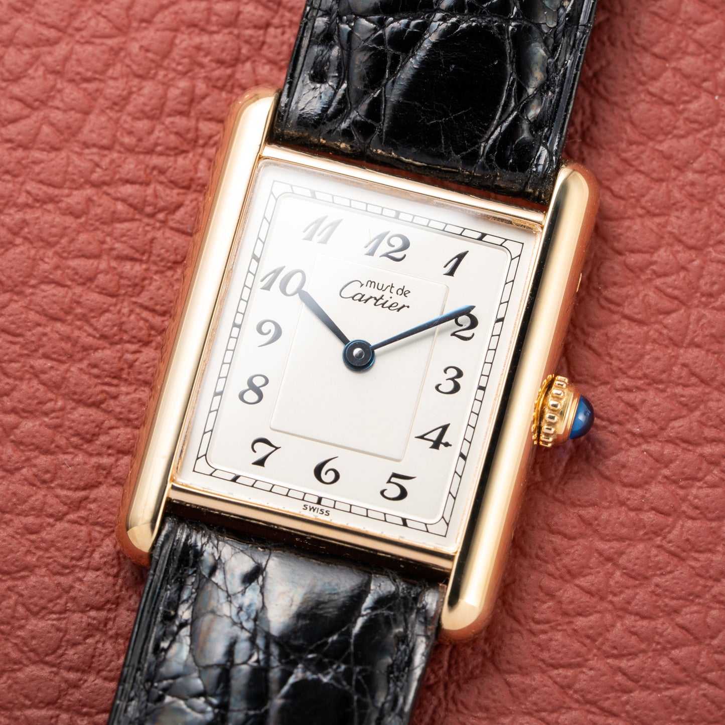 Cartier Tank Must de Rare Breguet Numerals Dial Vermeil Ref 590005 From 1990s