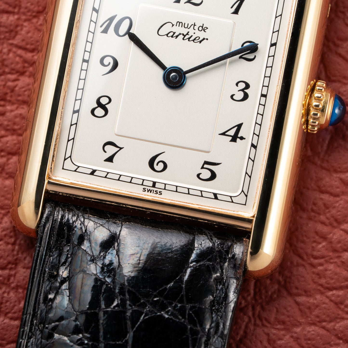 Cartier Tank Must de Rare Breguet Numerals Dial Vermeil Ref 590005 From 1990s