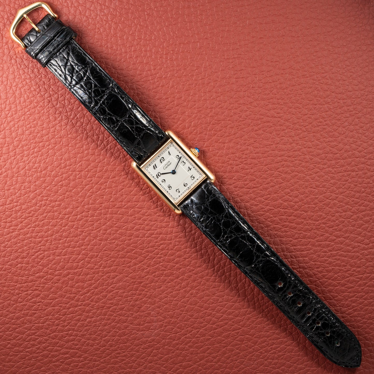 Cartier Tank Must de Rare Breguet Numerals Dial Vermeil Ref 590005 From 1990s