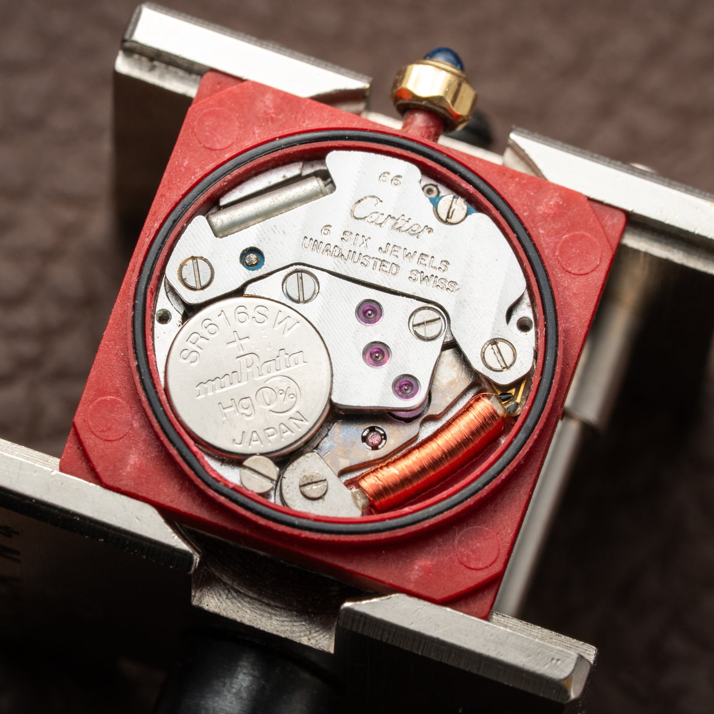 Cartier Must de Tank Vermeil Burgundy Red Dial Reference 3 66001
