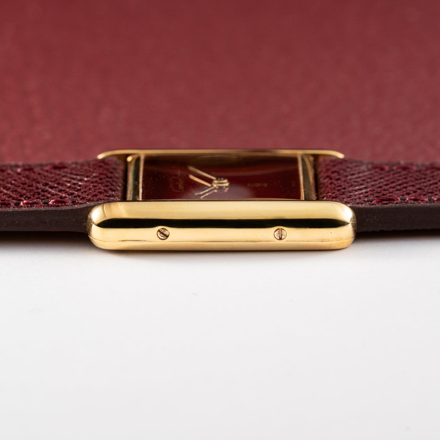 Cartier Must de Tank Vermeil Burgundy Red Dial Reference 3 66001