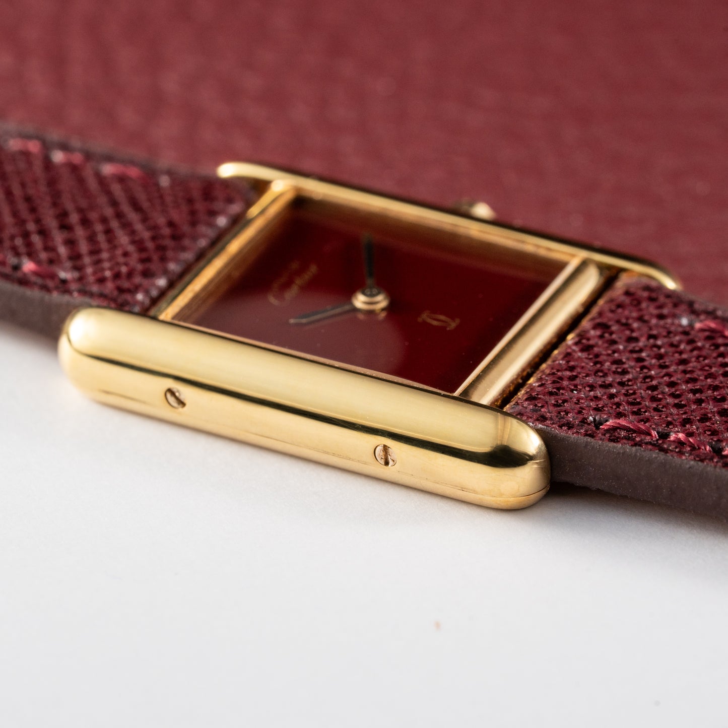 Cartier Must de Tank Vermeil Burgundy Red Dial Reference 3 66001