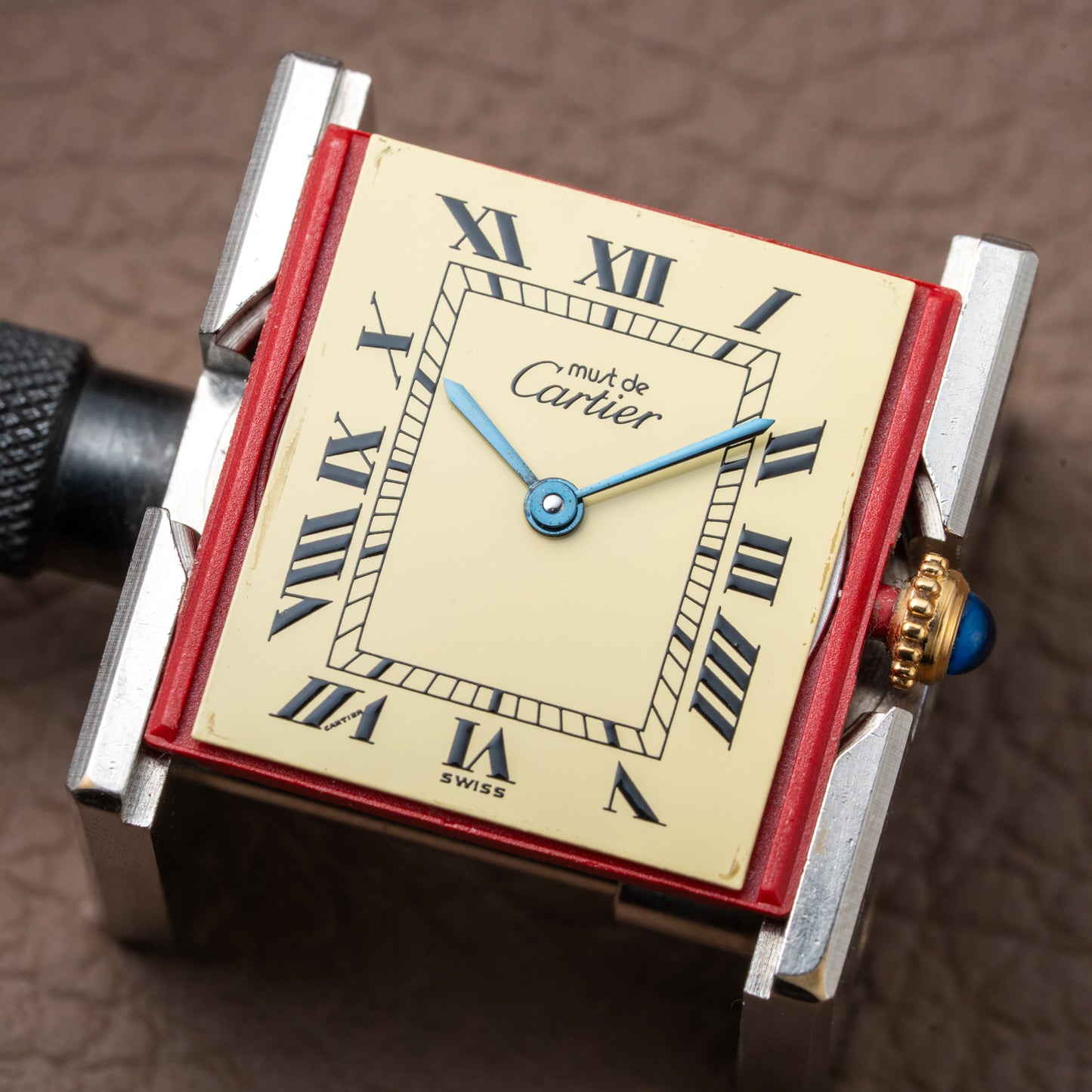 Cartier Tank Must de Vermeil Classic Roman Lemon Dial Ref 590005 from 1990s
