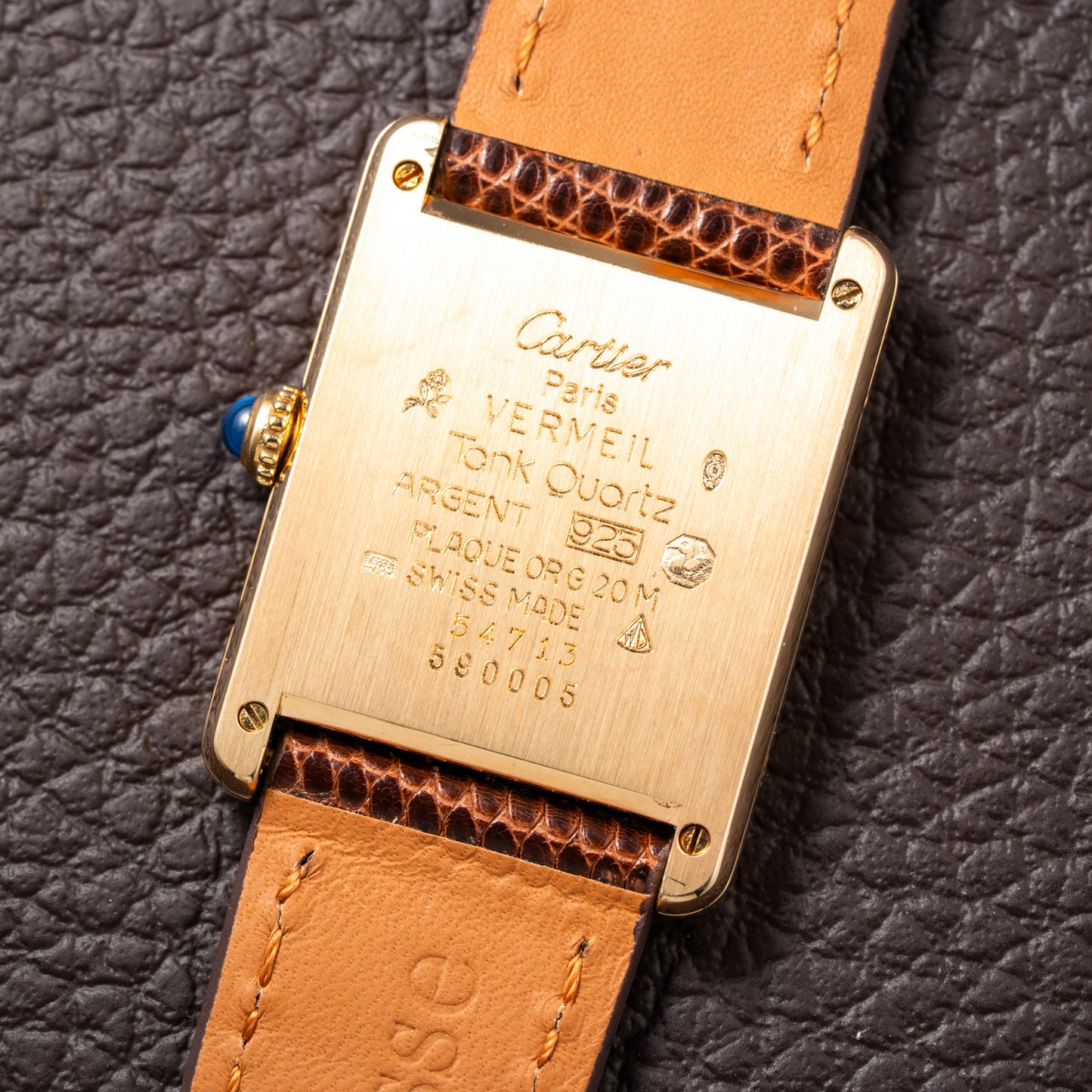 Cartier Tank Must de Vermeil Classic Roman Lemon Dial Ref 590005 from 1990s