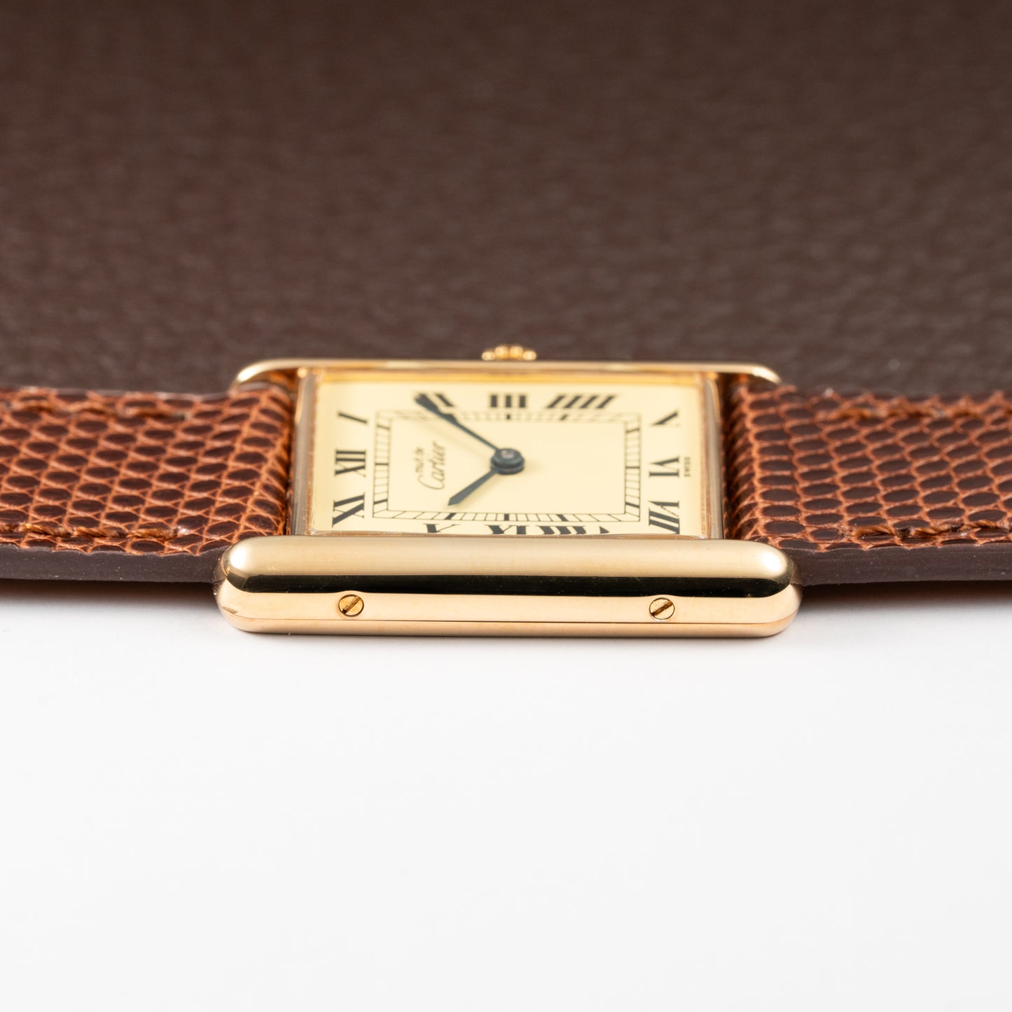 Cartier Tank Must de Vermeil Classic Roman Lemon Dial Ref 590005 from 1990s