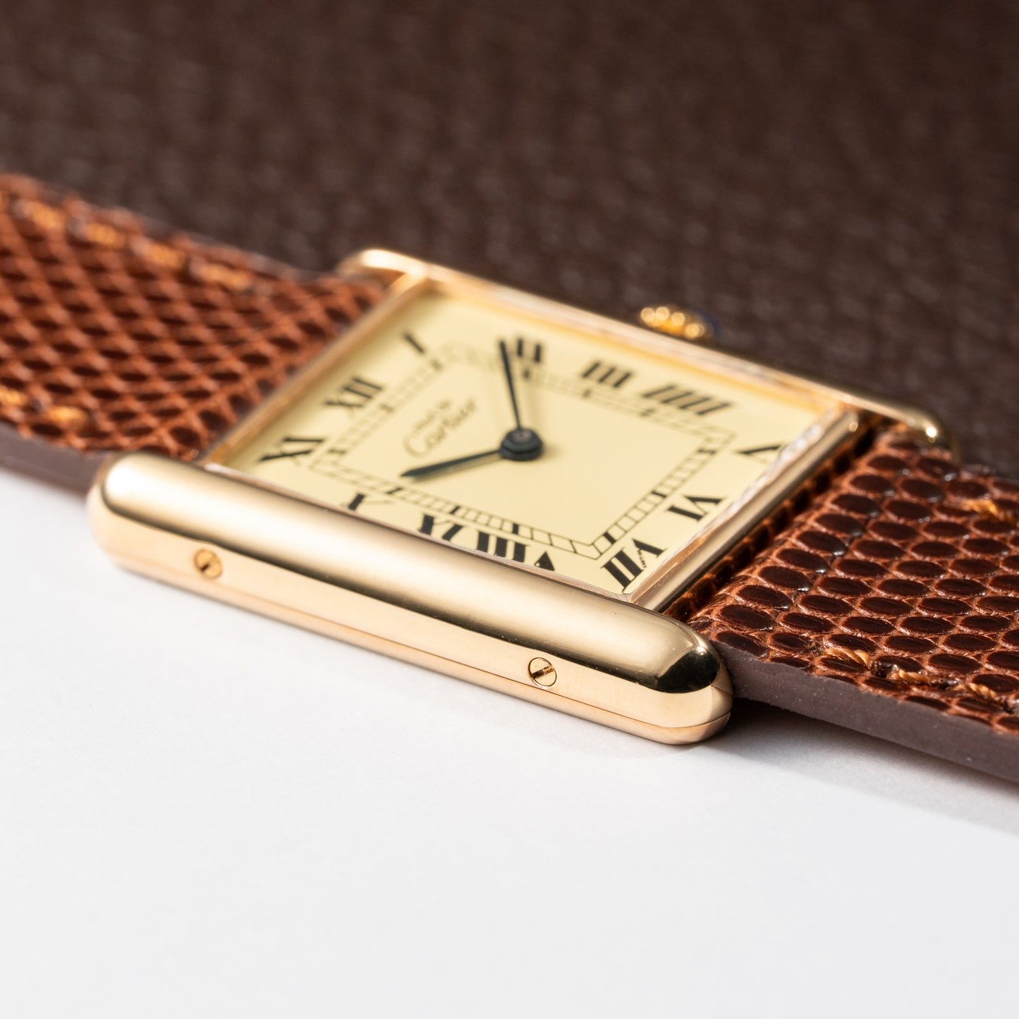 Cartier Tank Must de Vermeil Classic Roman Lemon Dial Ref 590005 from 1990s