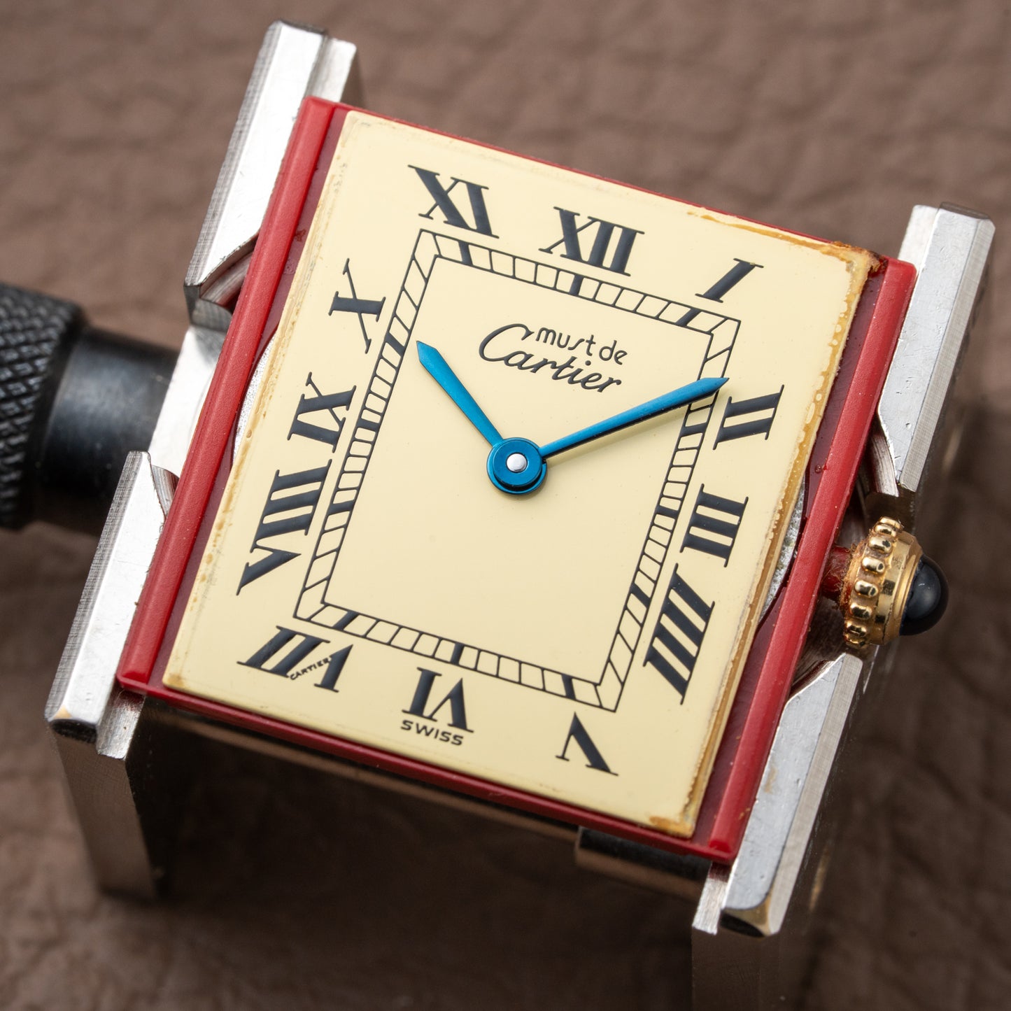 Cartier Tank Must de Vermeil Classic Roman Lemon Dial Ref 590005 from 1990s