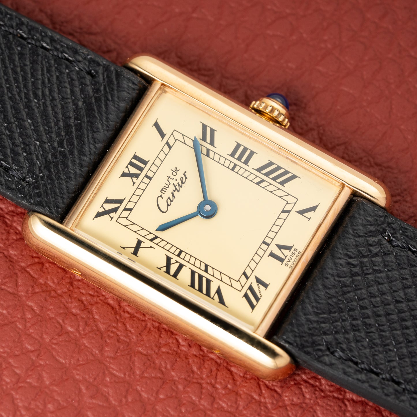Cartier Tank Must de Vermeil Classic Roman Lemon Dial Ref 590005 from 1990s