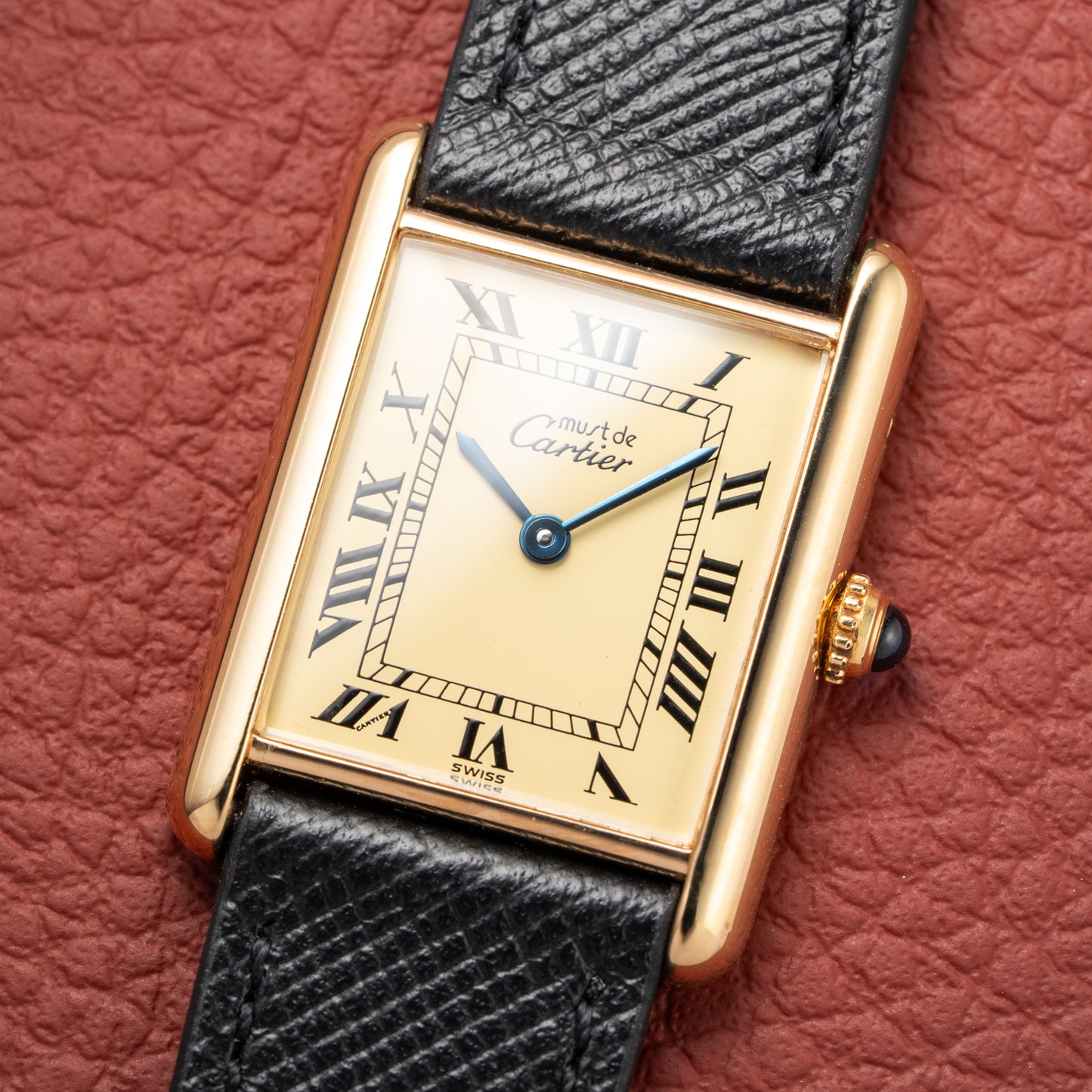 Cartier Tank Must de Vermeil Classic Roman Lemon Dial Ref 590005 from 1990s