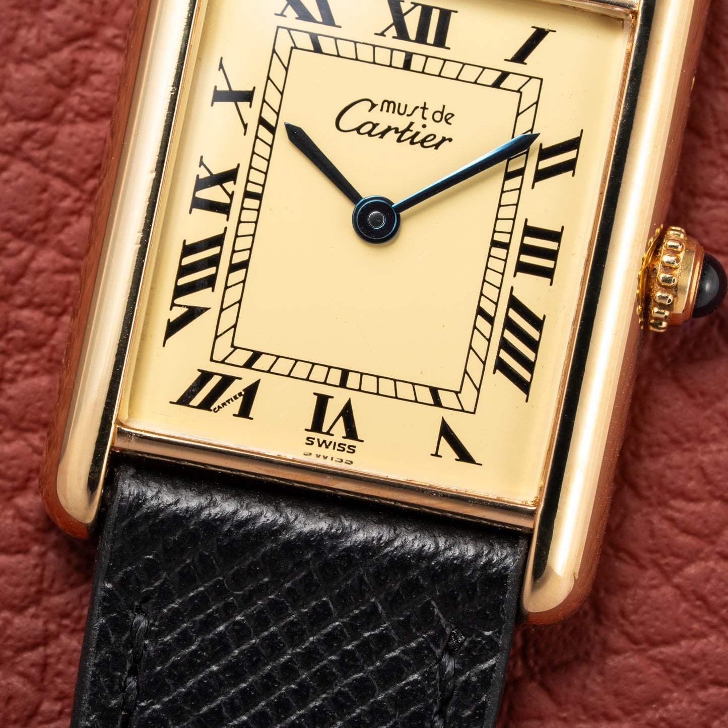 Cartier Tank Must de Vermeil Classic Roman Lemon Dial Ref 590005 from 1990s