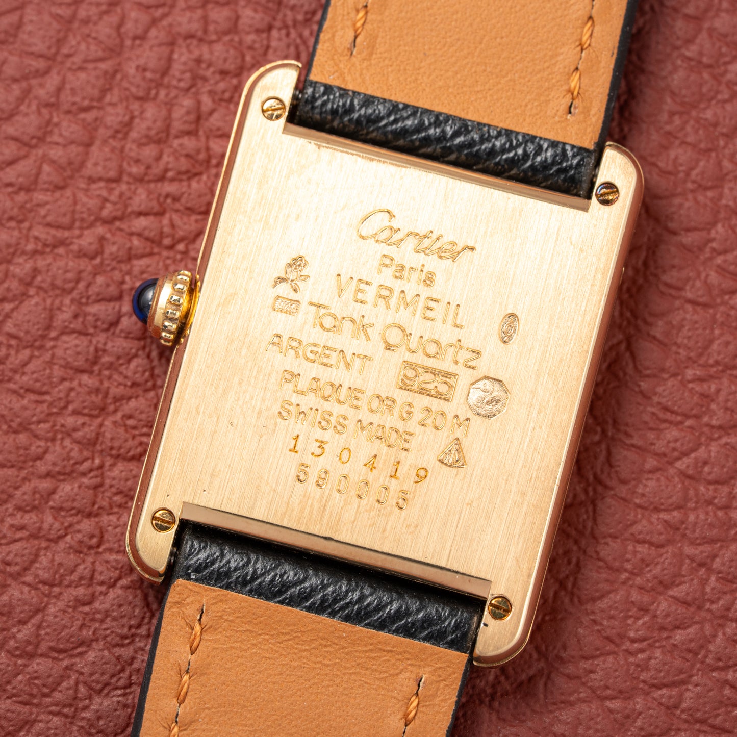 Cartier Tank Must de Vermeil Classic Roman Lemon Dial Ref 590005 from 1990s