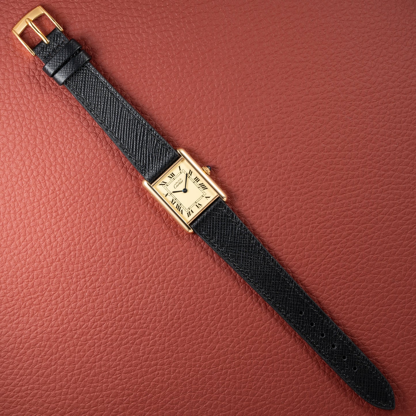 Cartier Tank Must de Vermeil Classic Roman Lemon Dial Ref 590005 from 1990s