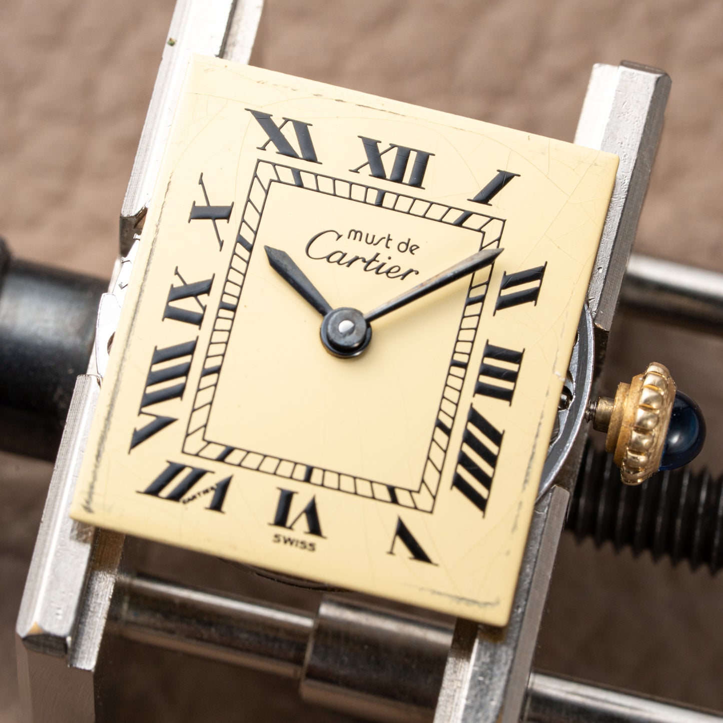 Cartier Tank Must de Vermeil Roman Lemon Dial PM from 1980s