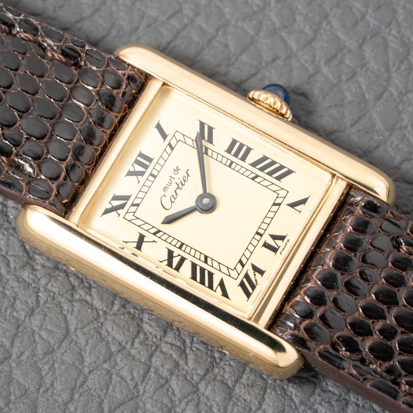 Cartier Tank Must de Vermeil Roman Lemon Dial PM from 1980s