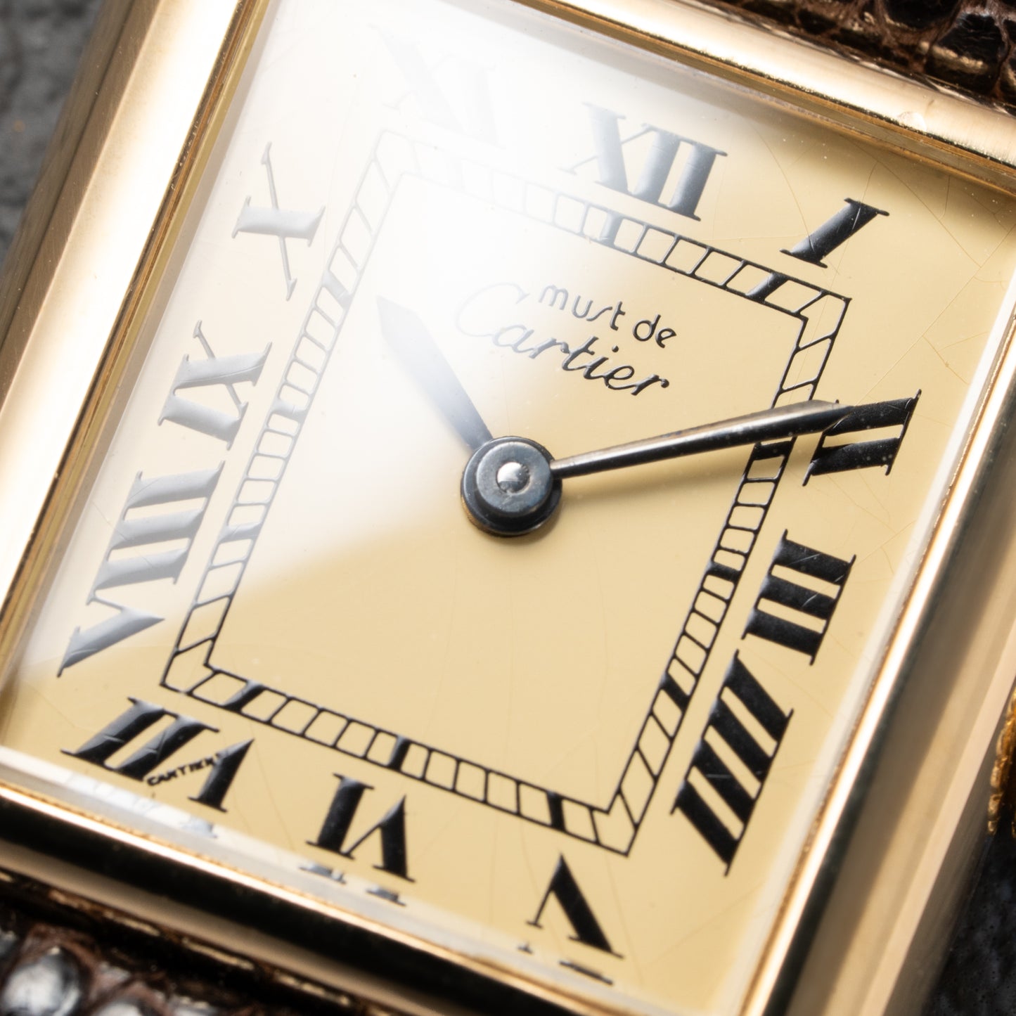 Cartier Tank Must de Vermeil Roman Lemon Dial PM from 1980s