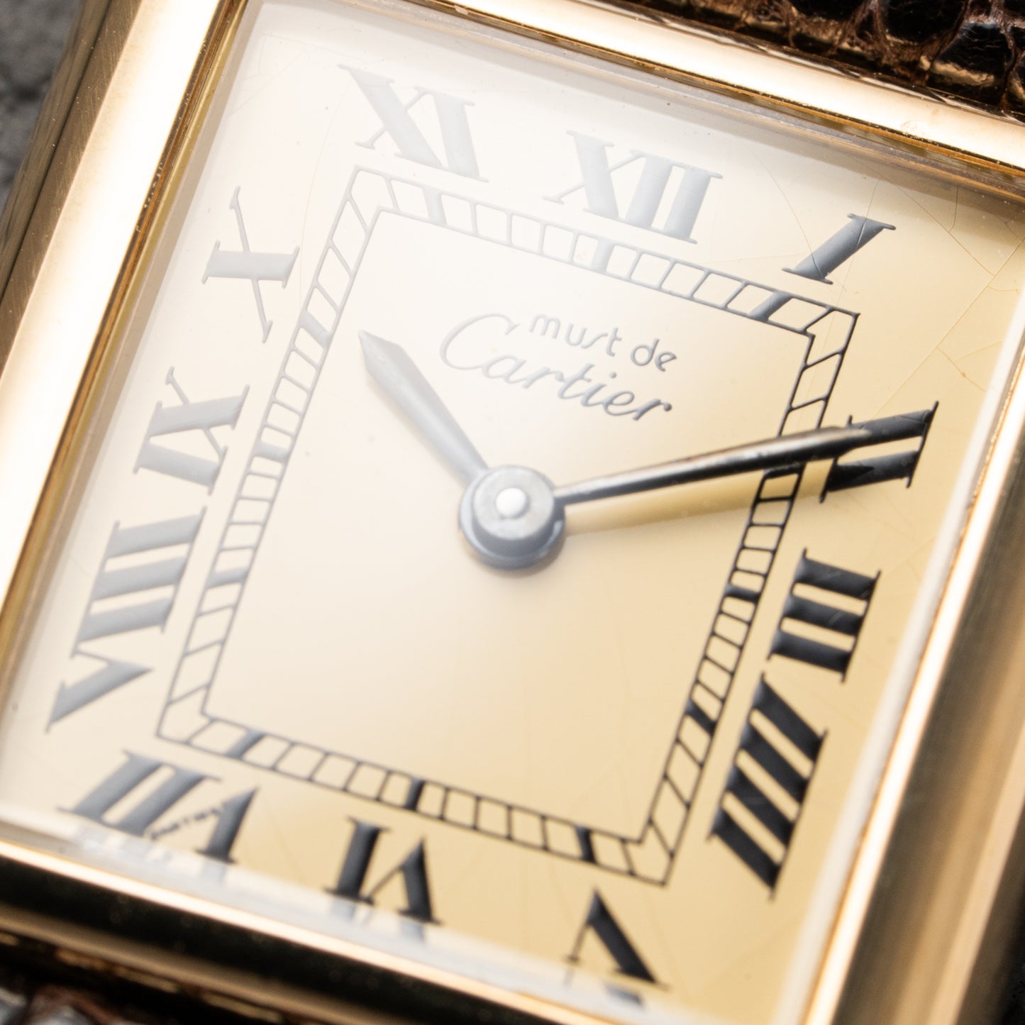 Cartier Tank Must de Vermeil Roman Lemon Dial PM from 1980s