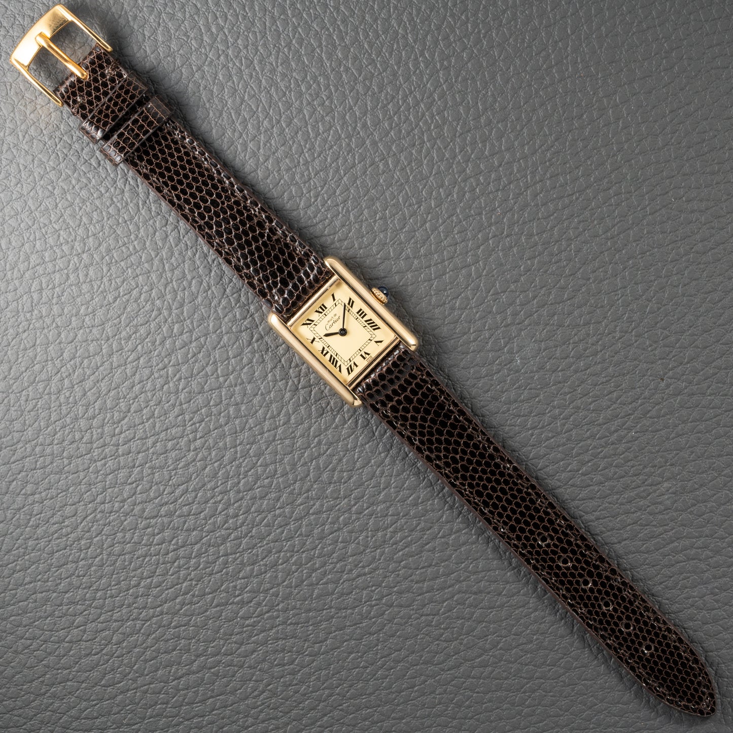 Cartier Tank Must de Vermeil Roman Lemon Dial PM from 1980s
