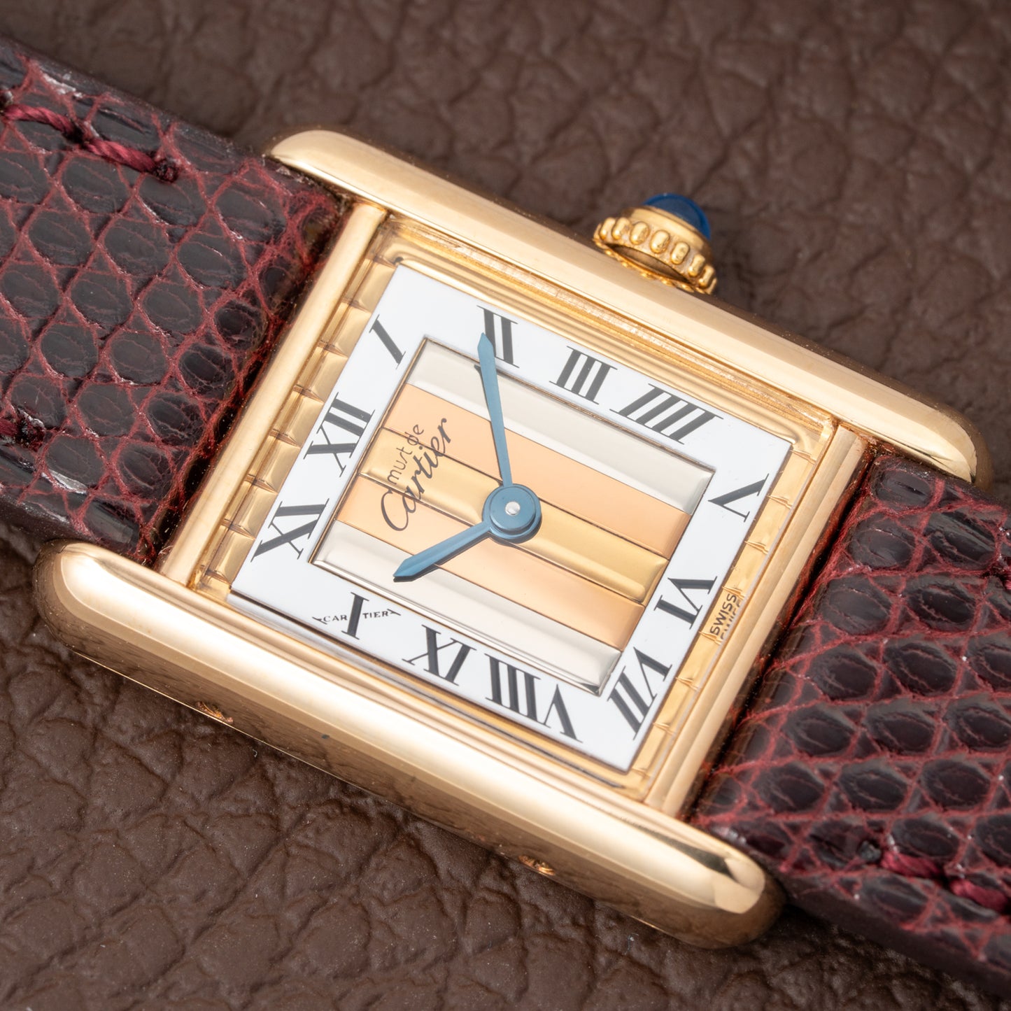 Cartier Tank Must de Vermeil ‘Trinity' Tricolor Dial PM Ref 5057001 from 1990s