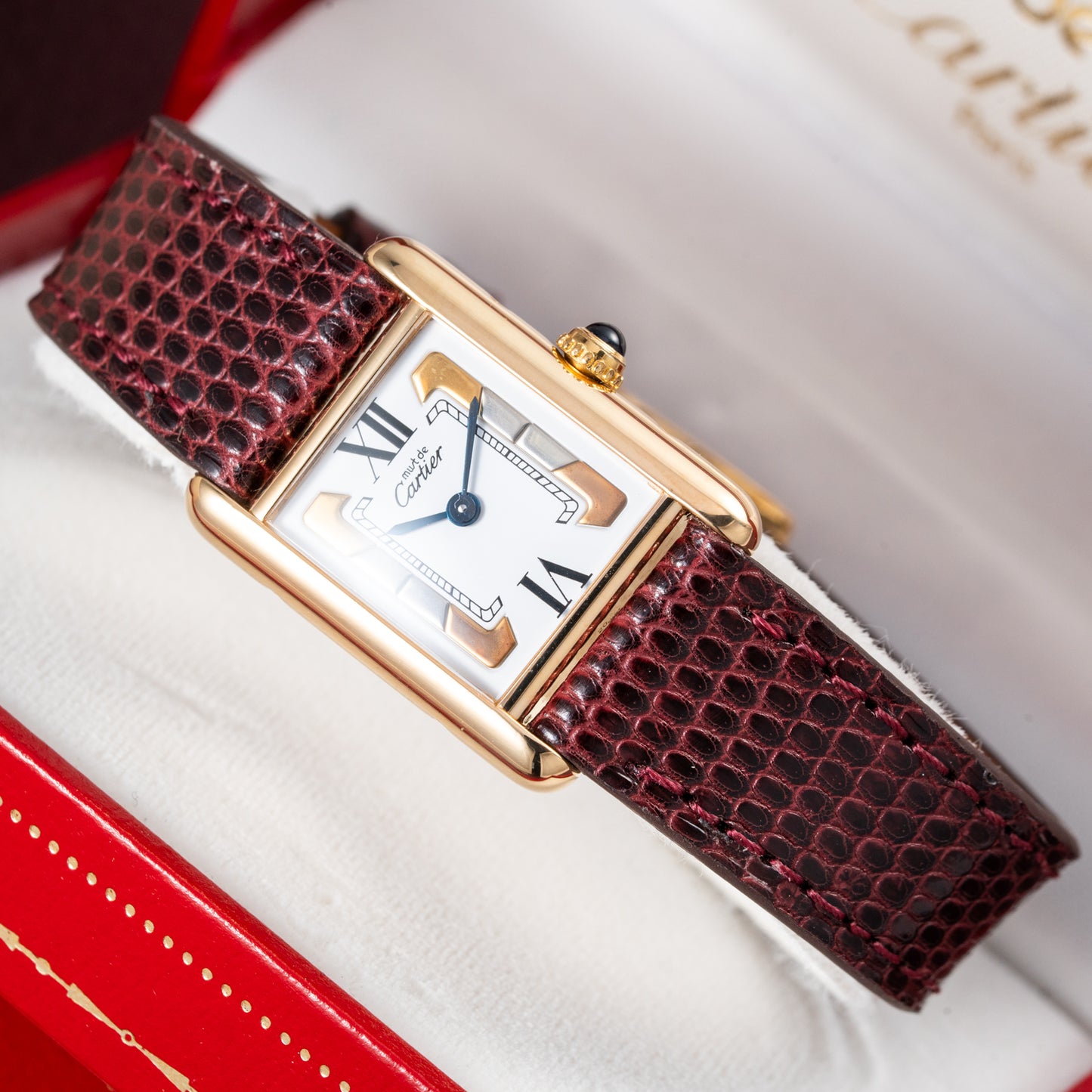 Cartier Tank Must de Vermeil White Tricolor Dial PM Ref 5057001 Full Set from 1993