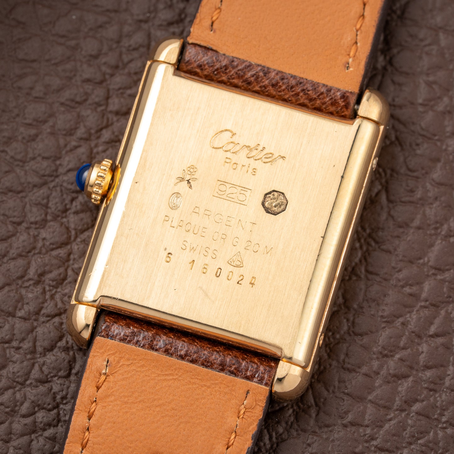 Cartier Tank Must de Vermeil ‘Turtle Shell’ Brown Wood Dial GM 1980s