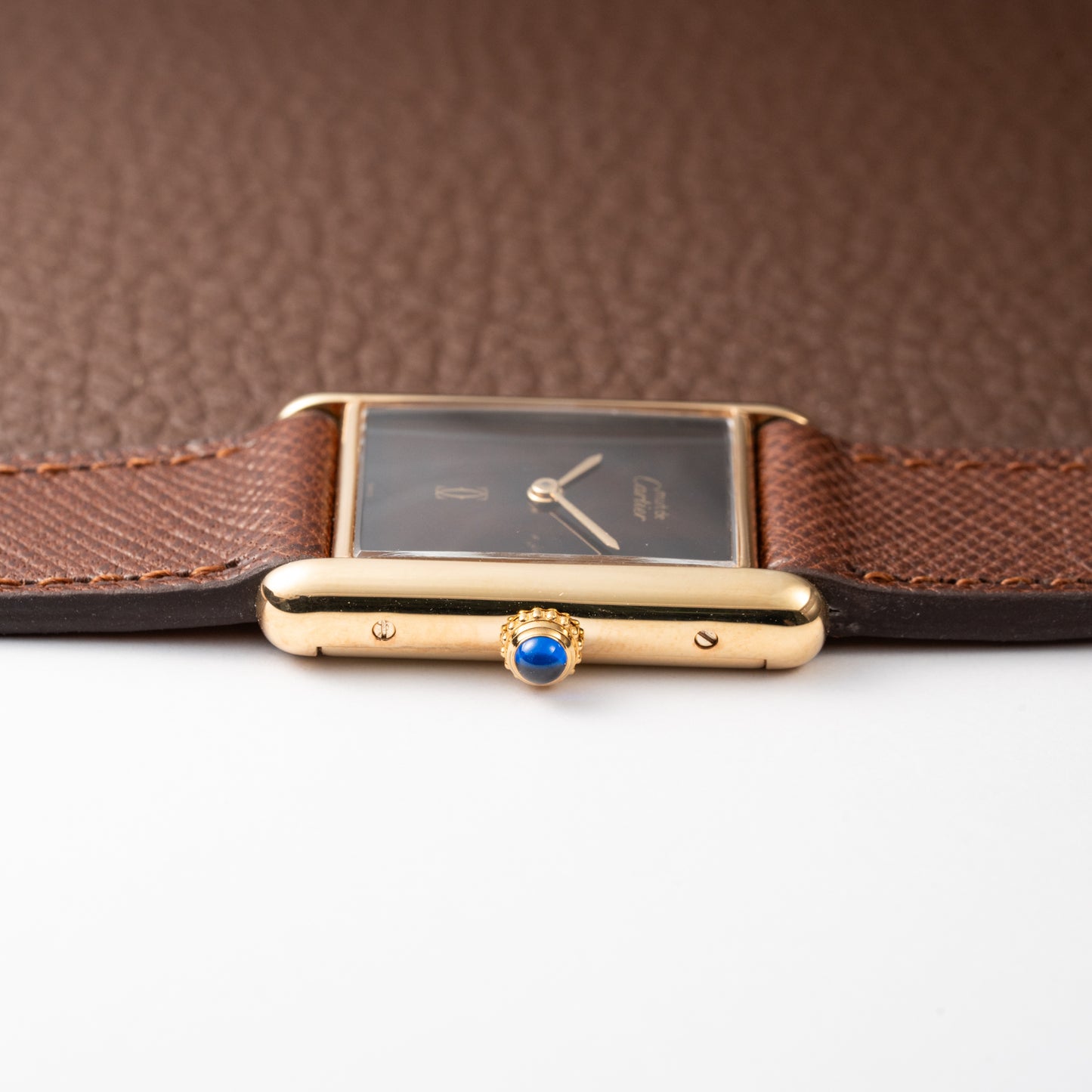 Cartier Tank Must de Vermeil ‘Turtle Shell’ Brown Wood Dial GM 1980s