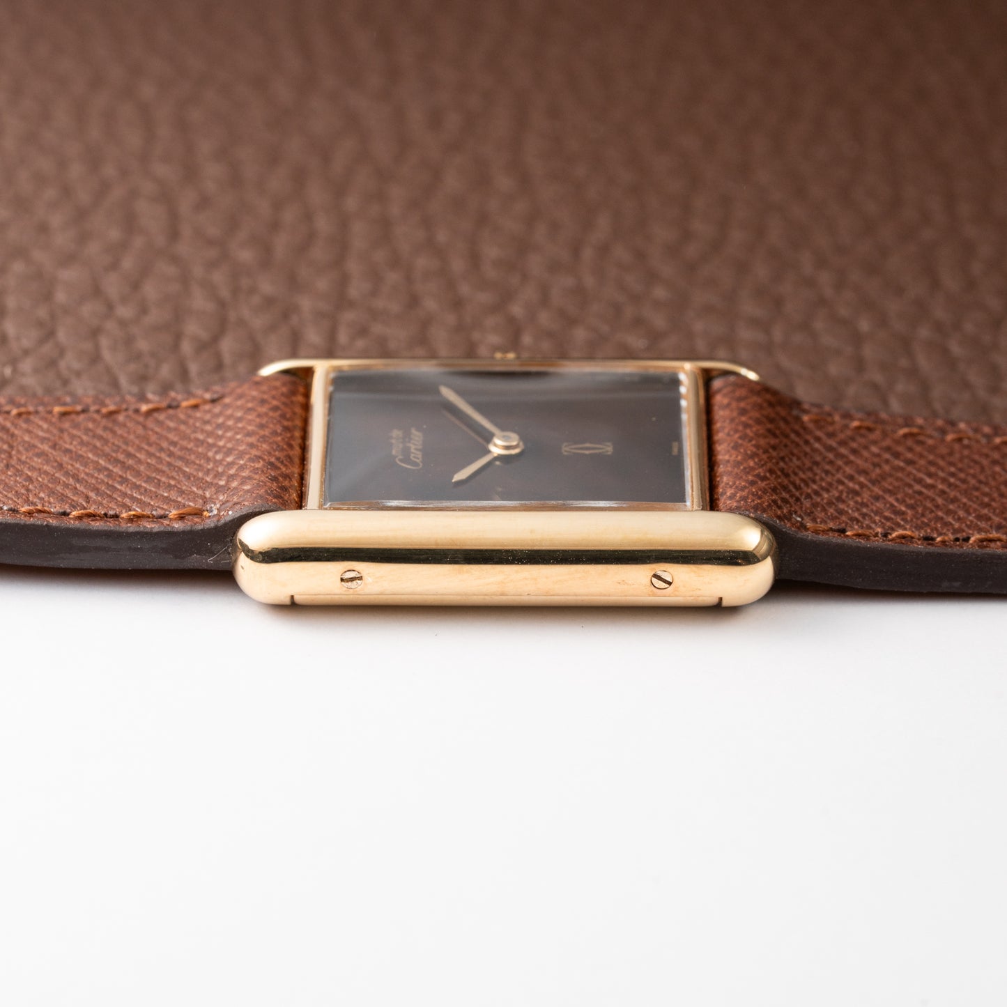 Cartier Tank Must de Vermeil ‘Turtle Shell’ Brown Wood Dial GM 1980s