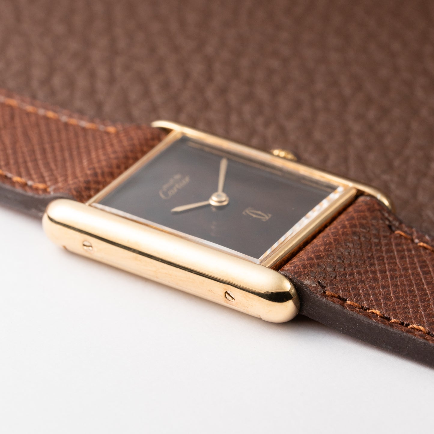 Cartier Tank Must de Vermeil ‘Turtle Shell’ Brown Wood Dial GM 1980s