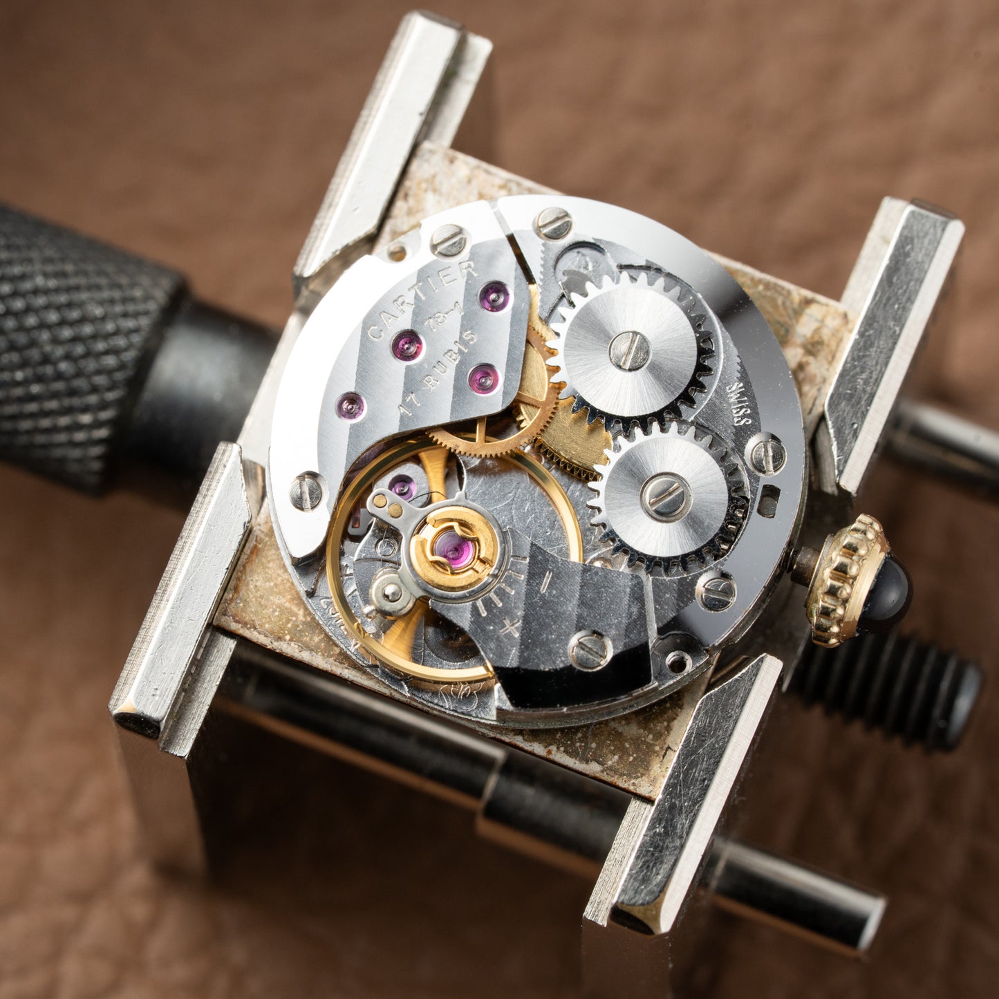 Cartier Tank Must de Vermeil ‘Turtle Shell’ Brown Wood Dial PM 1980s