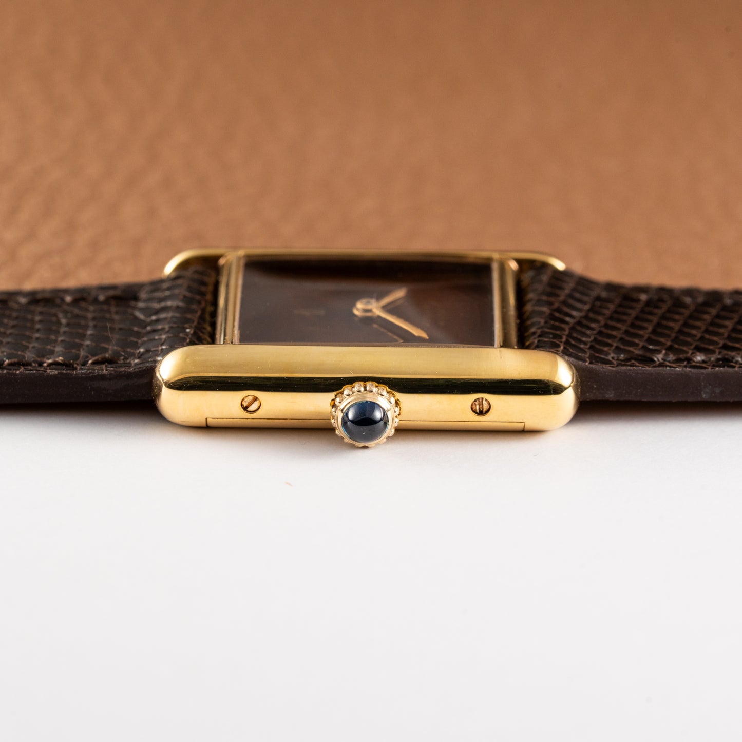 Cartier Tank Must de Vermeil ‘Turtle Shell’ Brown Wood Dial PM 1980s