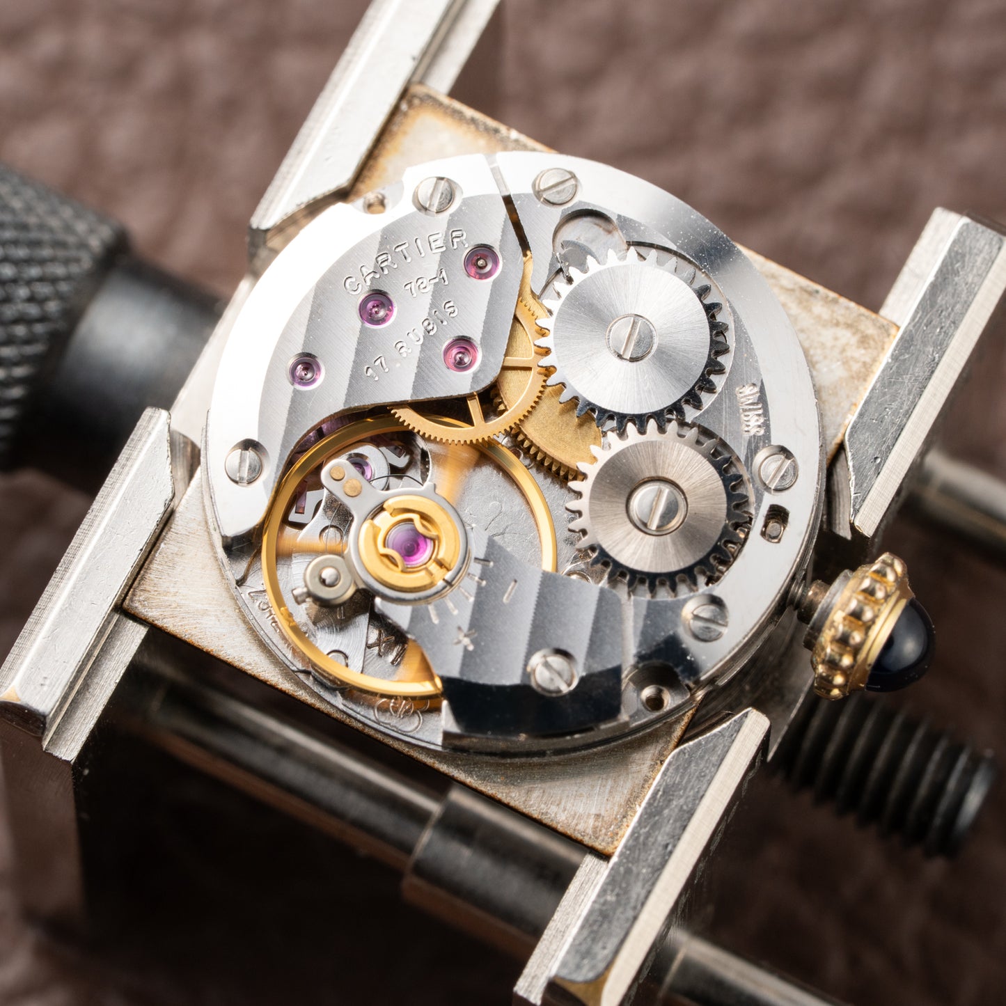Cartier Tank Must de Vermeil ‘Turtle Shell’ Brown Wood Dial PM from 1980s
