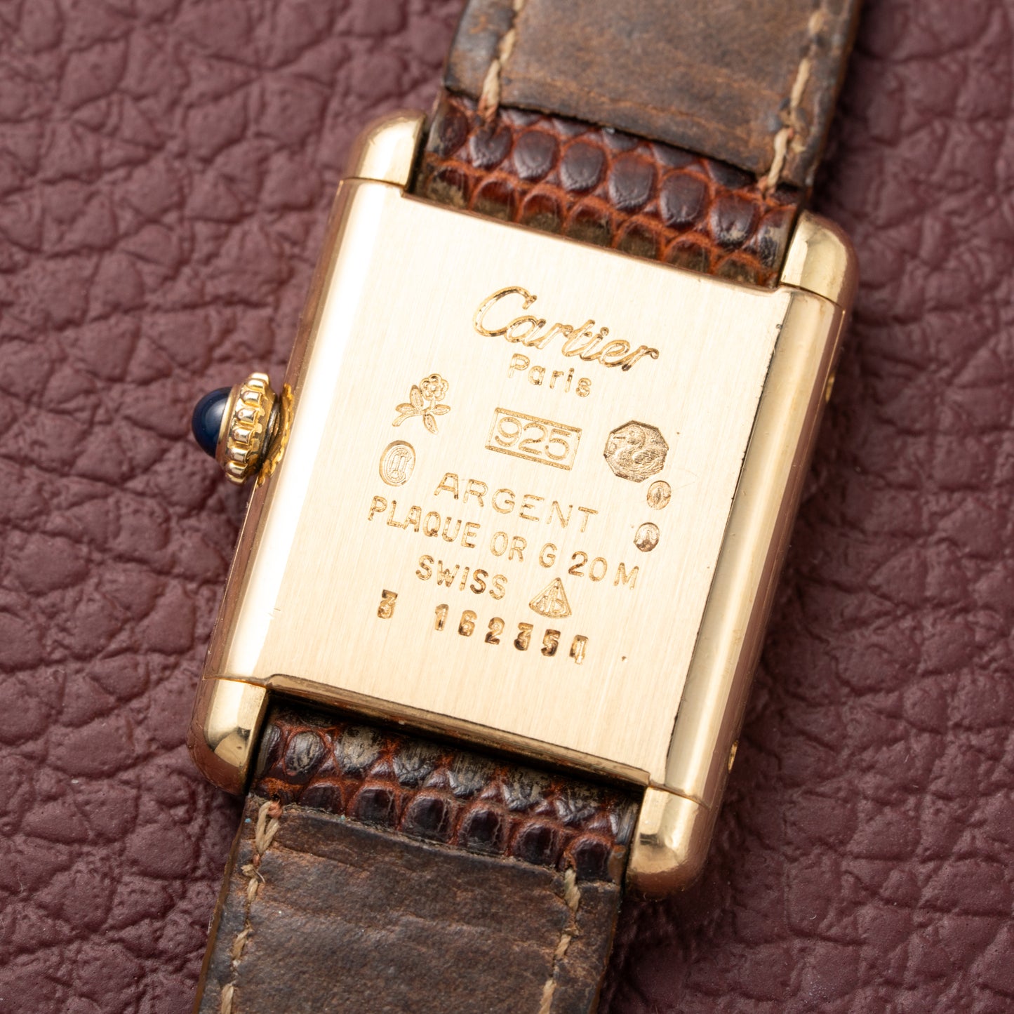 Cartier Tank Must de Vermeil ‘Turtle Shell’ Brown Wood Dial PM from 1980s
