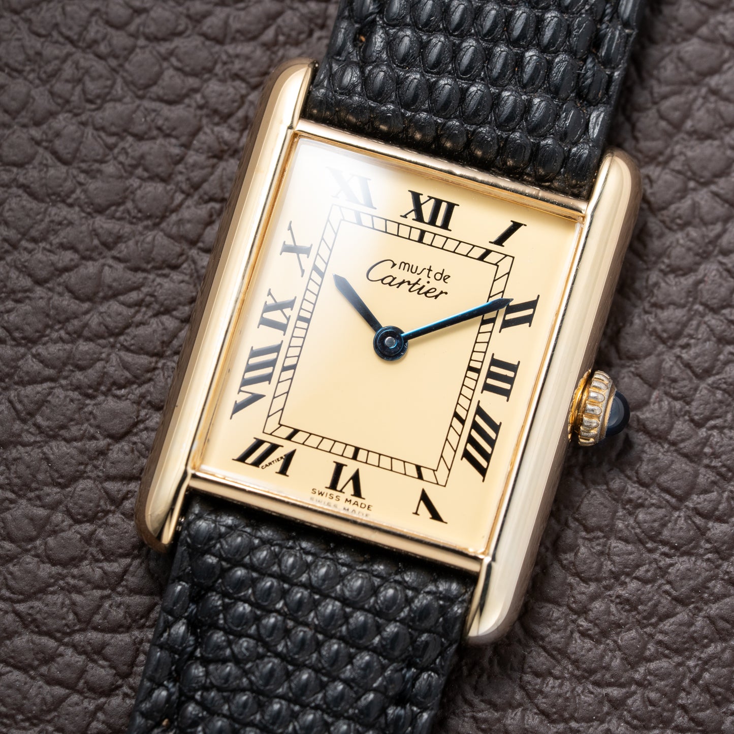 Cartier Must de Tank Vermeil Lemon Roman GM 1990s