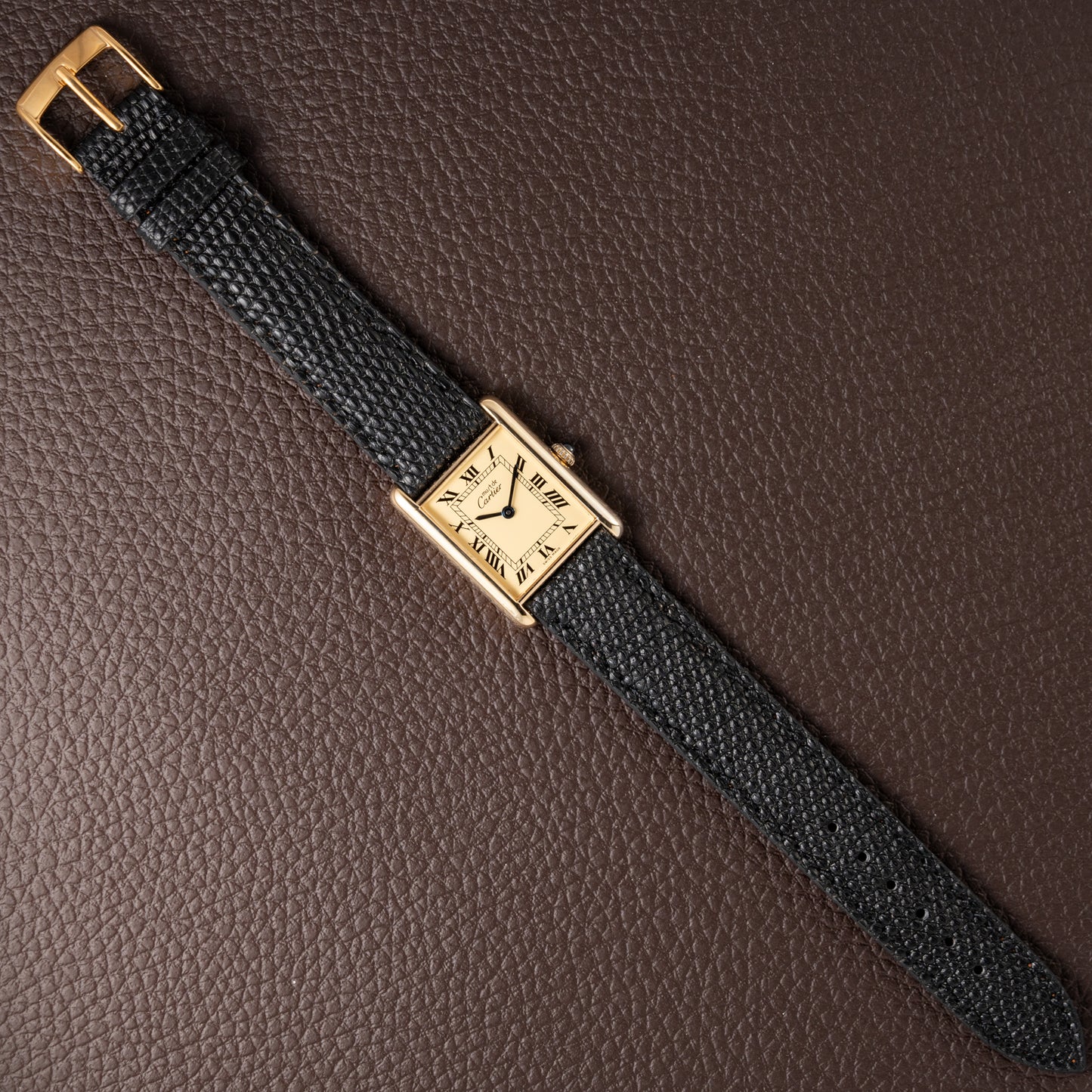 Cartier Must de Tank Vermeil Lemon Roman GM 1990s