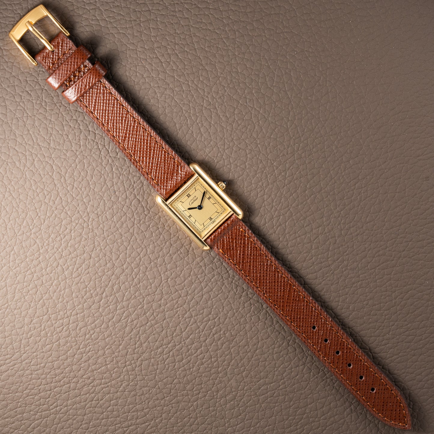 Cartier Must de Tank Vermeil Art Deco Roman Dial PM Reference 3 66001