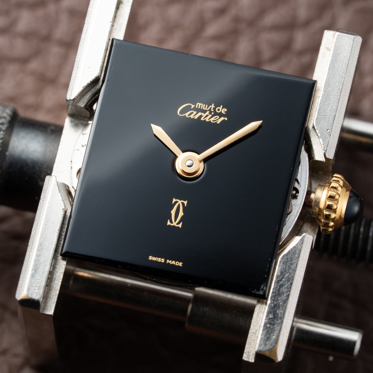 Cartier Tank Must de Vermeil Black Dial PM 1980s