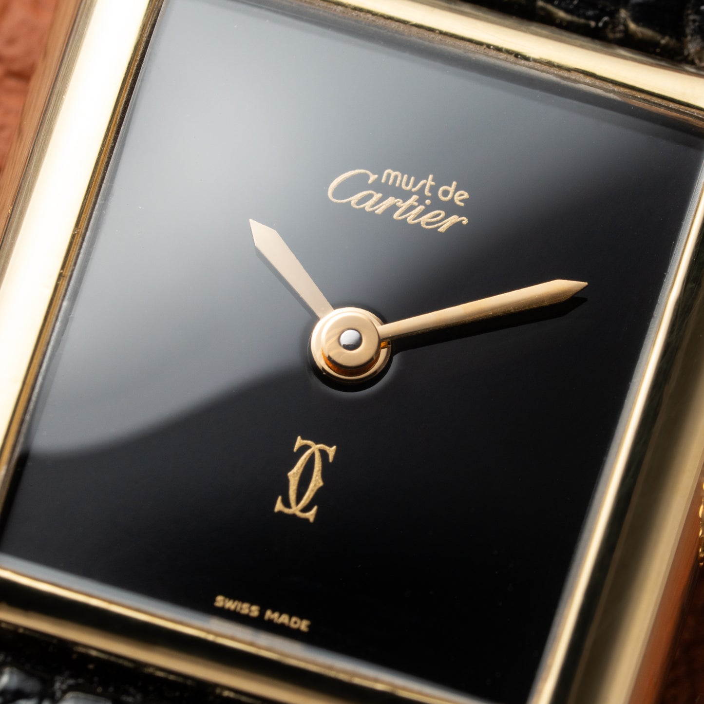 Cartier Tank Must de Vermeil Black Dial PM 1980s