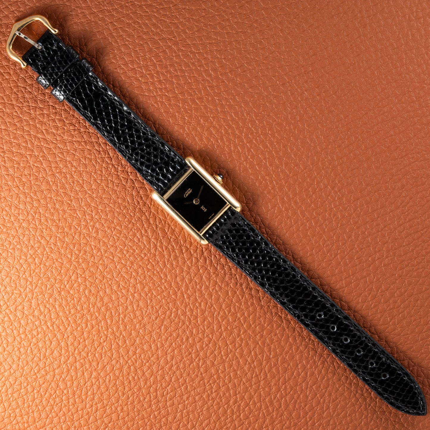 Cartier Tank Must de Vermeil Black Dial PM 1980s