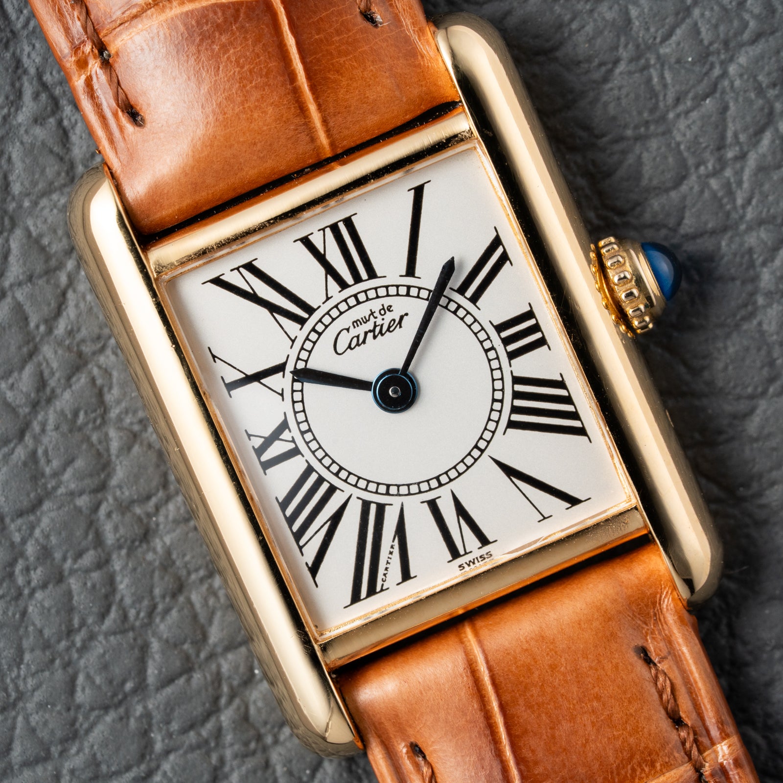 Cartier Must de Tank Vermeil White Opaline Roman Dial PM Ref
