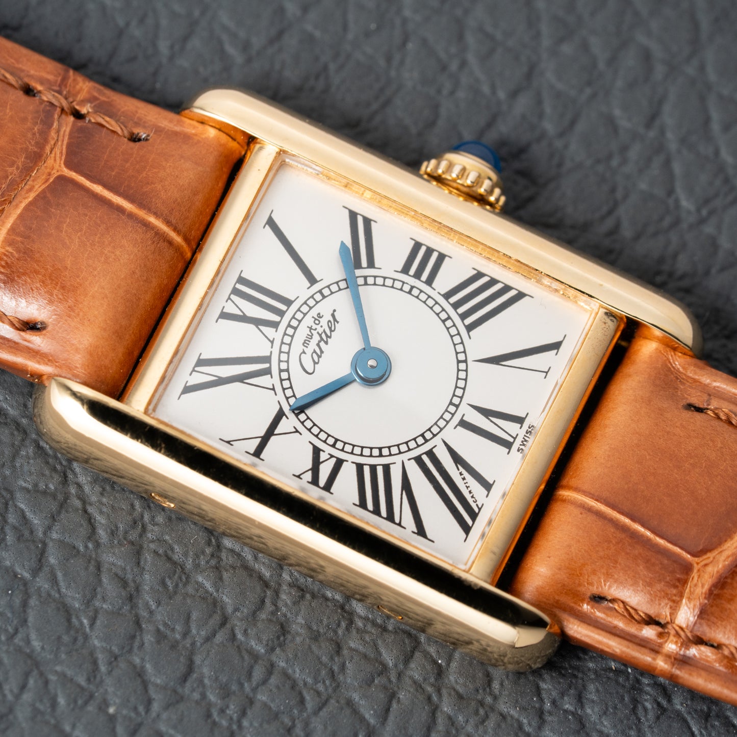 Cartier Must de Tank Vermeil White Opaline Roman Dial PM Ref. 5057001