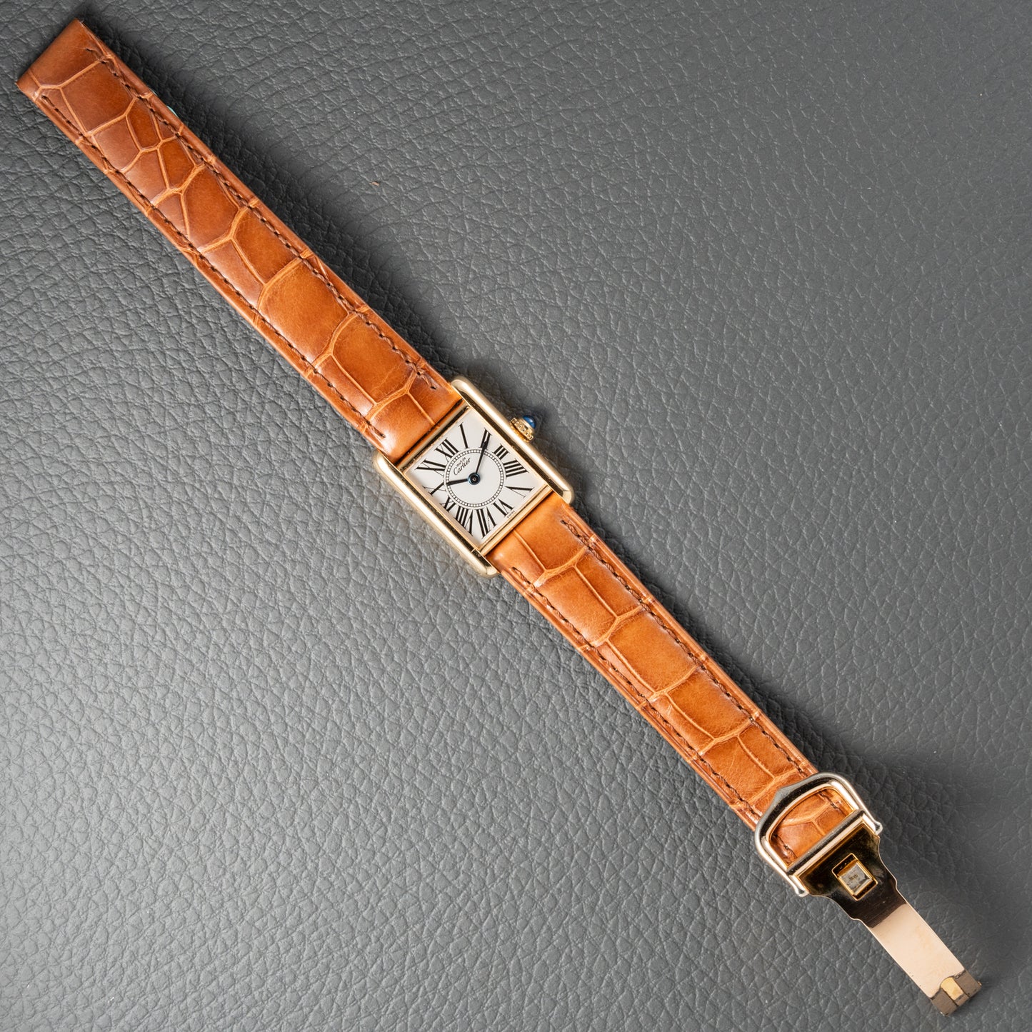 Cartier Must de Tank Vermeil White Opaline Roman Dial PM Ref. 5057001