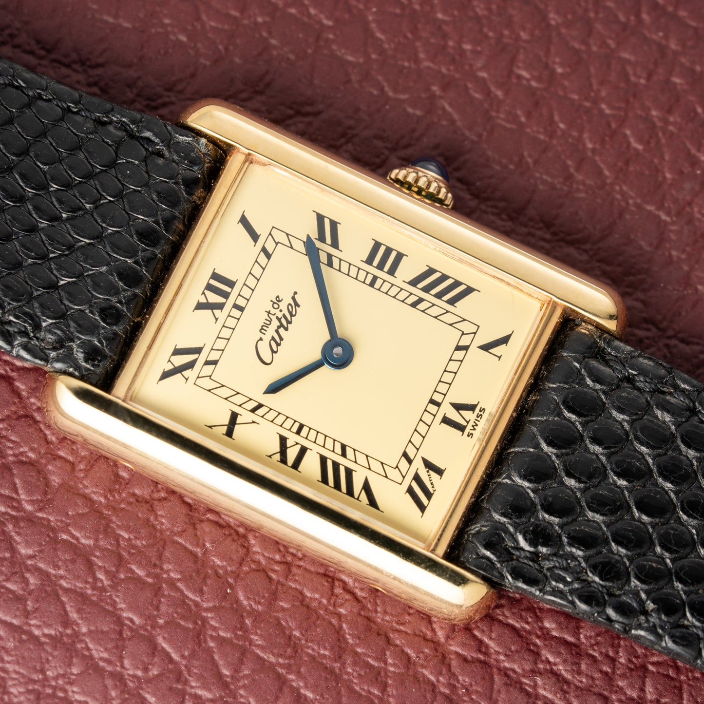 Cartier Must de Tank Vermeil Lemon Roman 1990s Mint Condition