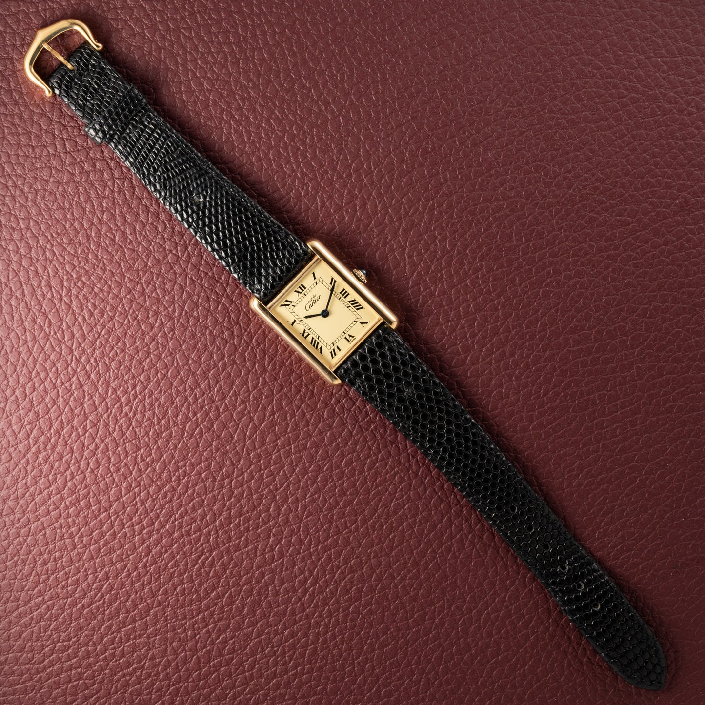 Cartier Must de Tank Vermeil Lemon Roman 1990s Mint Condition