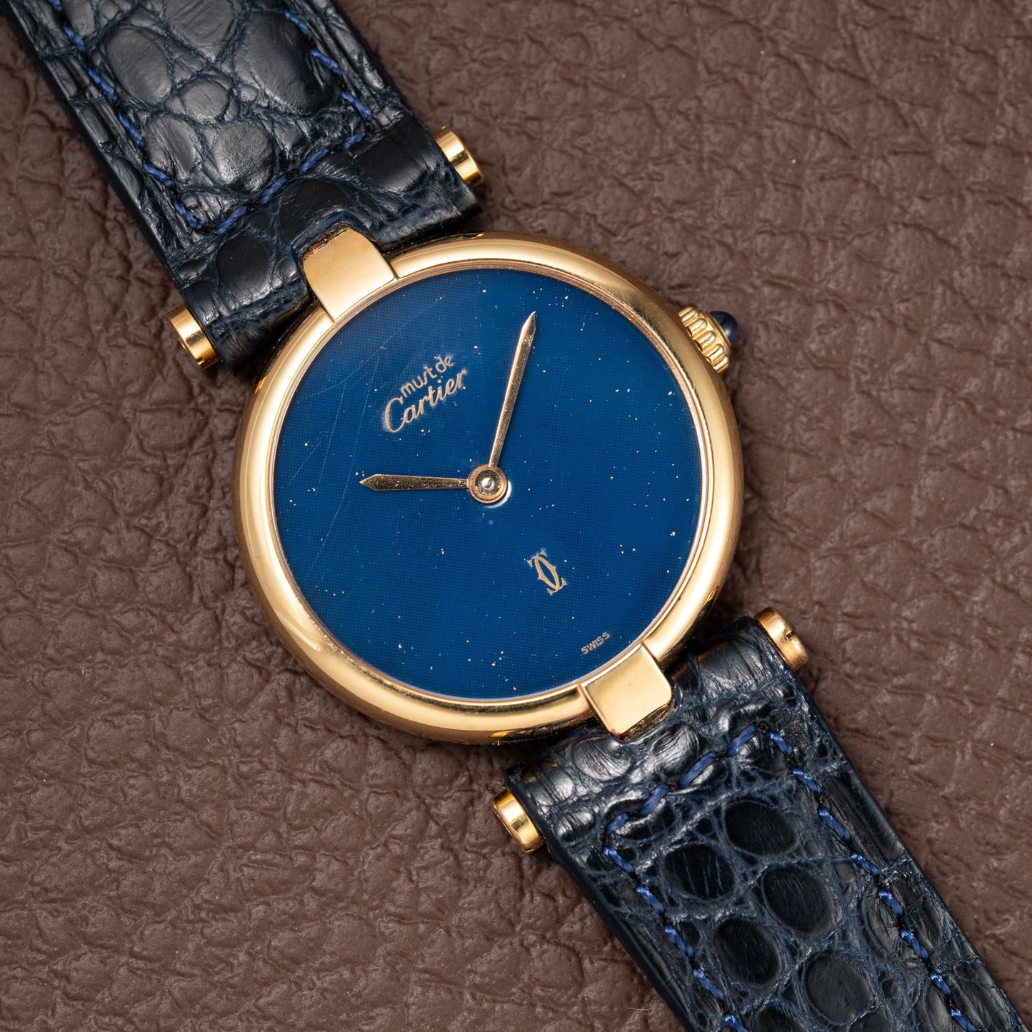 Cartier Must de Vendôme Mantel Lapis Lazuli Vermeil Ref. 590004 from the 1990s
