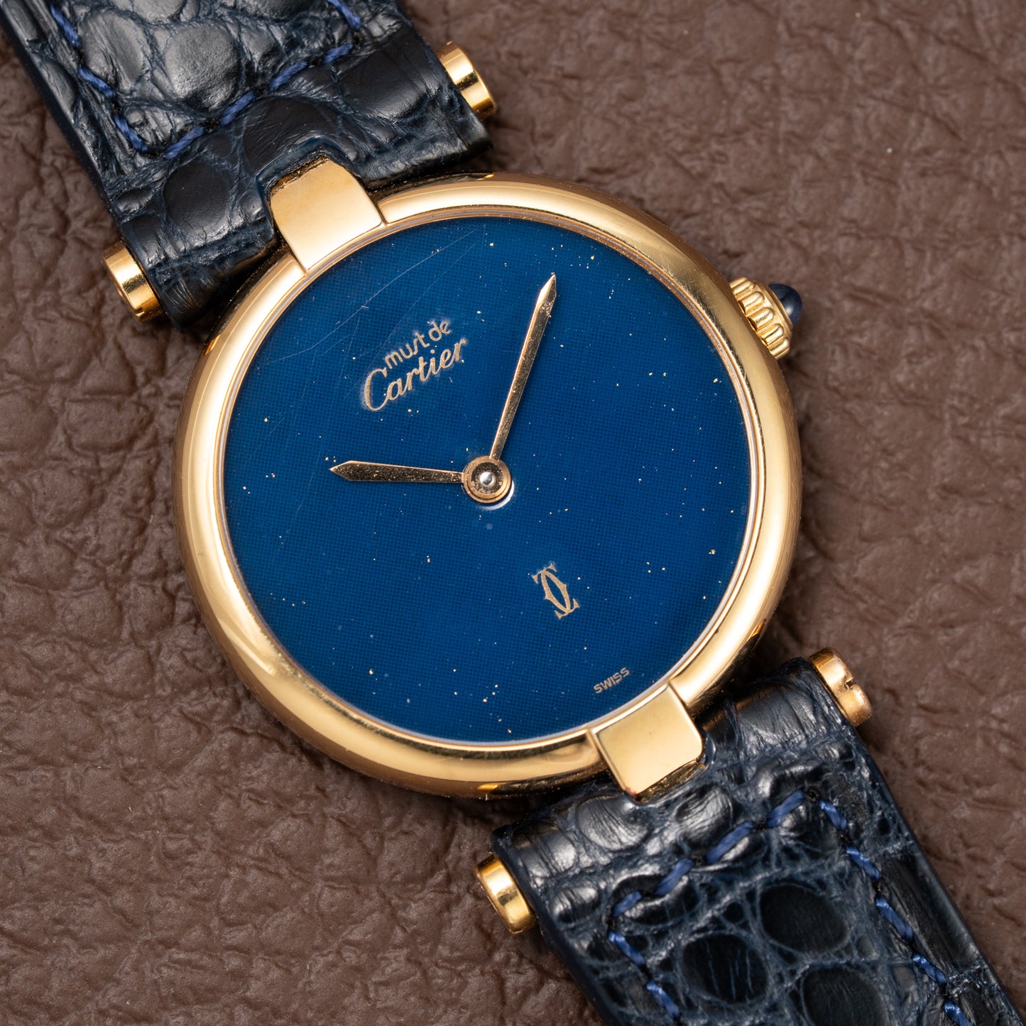 Cartier Must de Vendôme Mantel Lapis Lazuli Vermeil Ref. 590004 from the 1990s