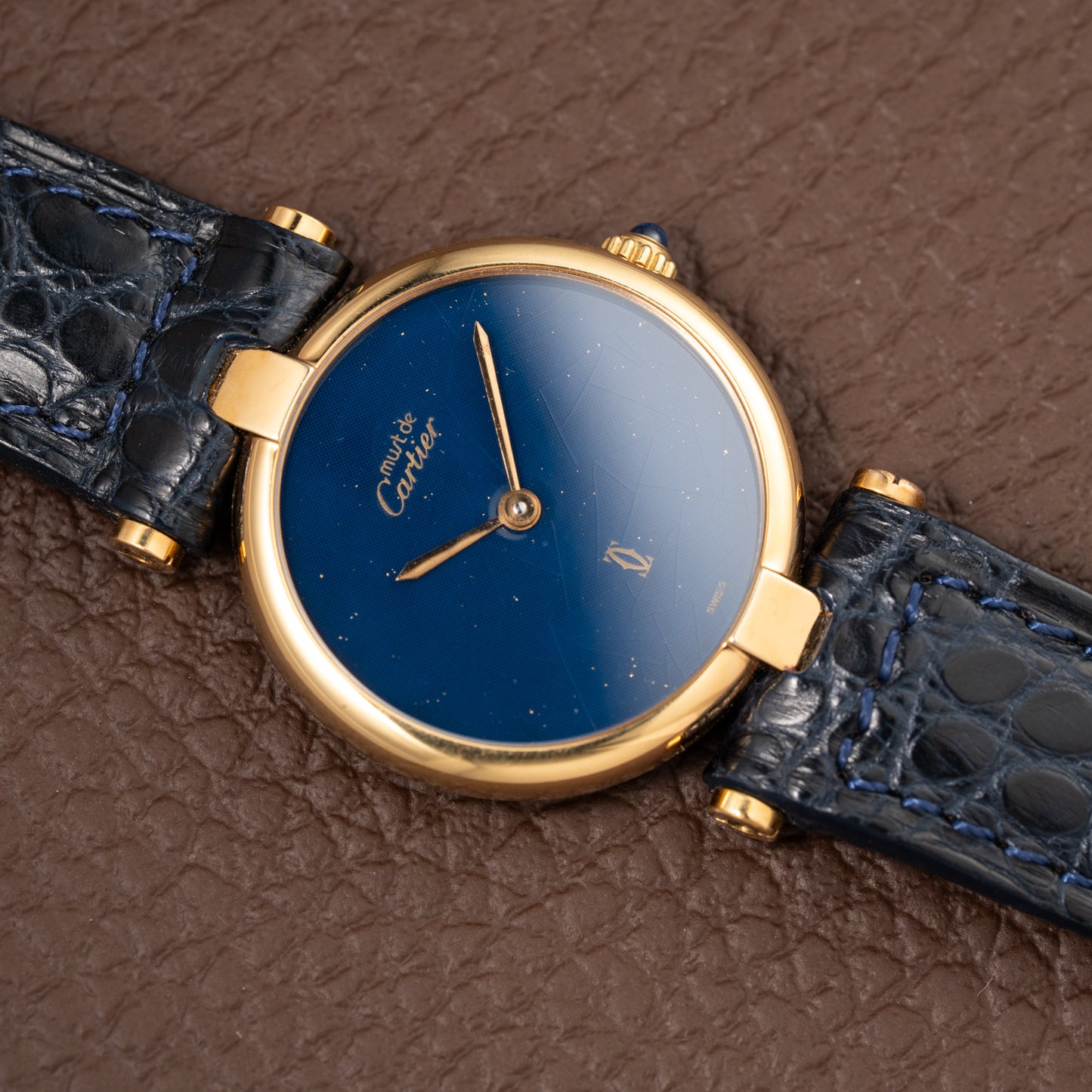 Cartier Must de Vendôme Mantel Lapis Lazuli Vermeil Ref. 590004 from the 1990s